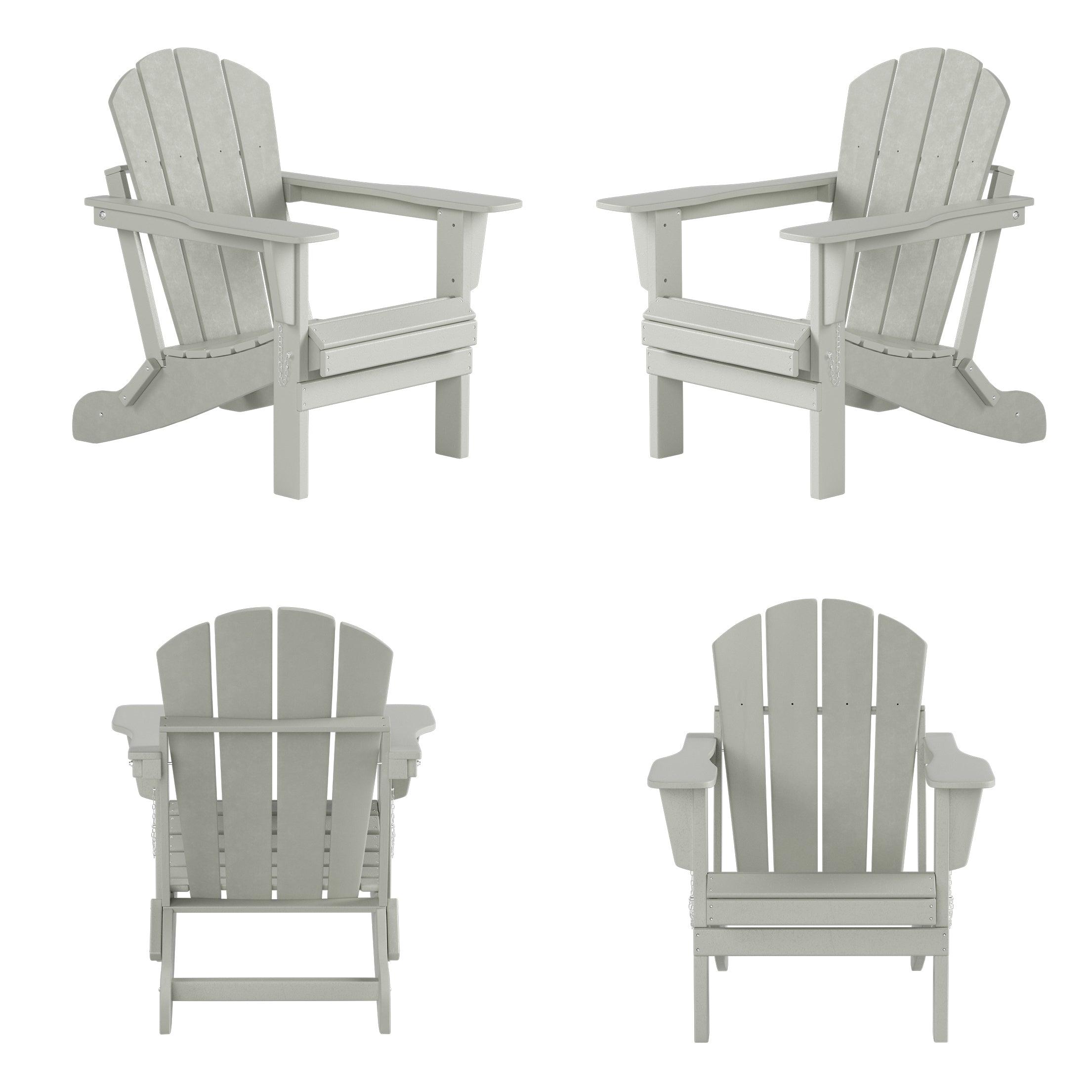 Paradise Outdoor Folding Poly Adirondack Chair With Square Fire Pit Table Sets - Costaelm