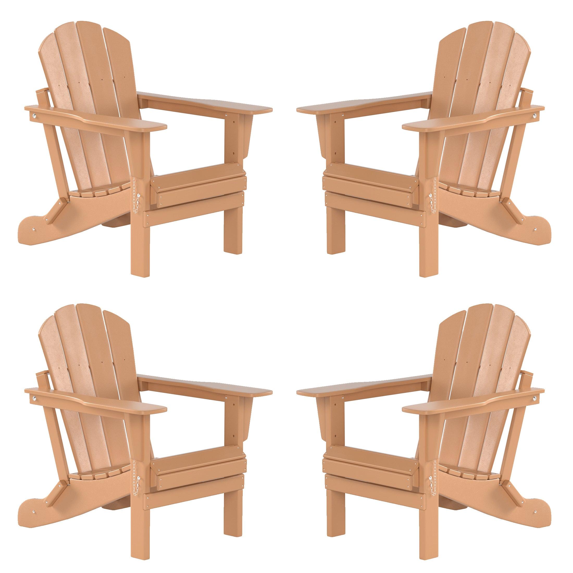 Paradise Outdoor Folding Poly Adirondack Chair With Square Fire Pit Table Sets - Costaelm