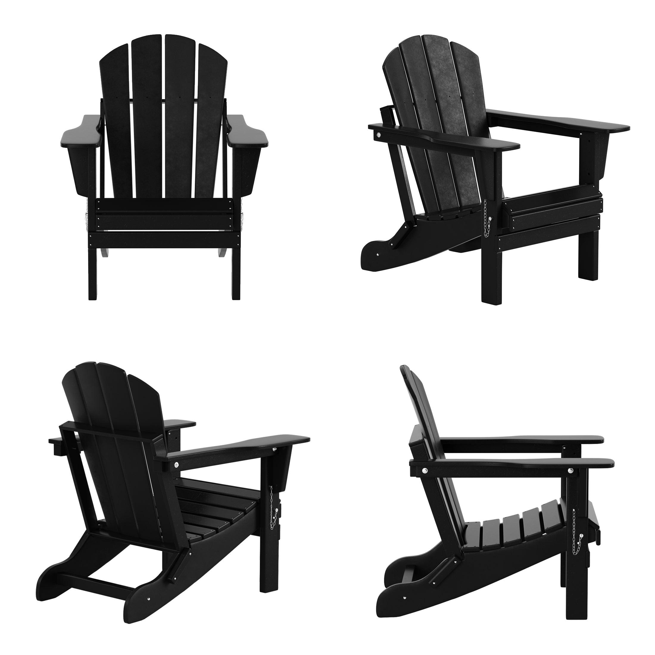 Paradise Outdoor Folding Poly Adirondack Chair With Square Fire Pit Table Sets - Costaelm