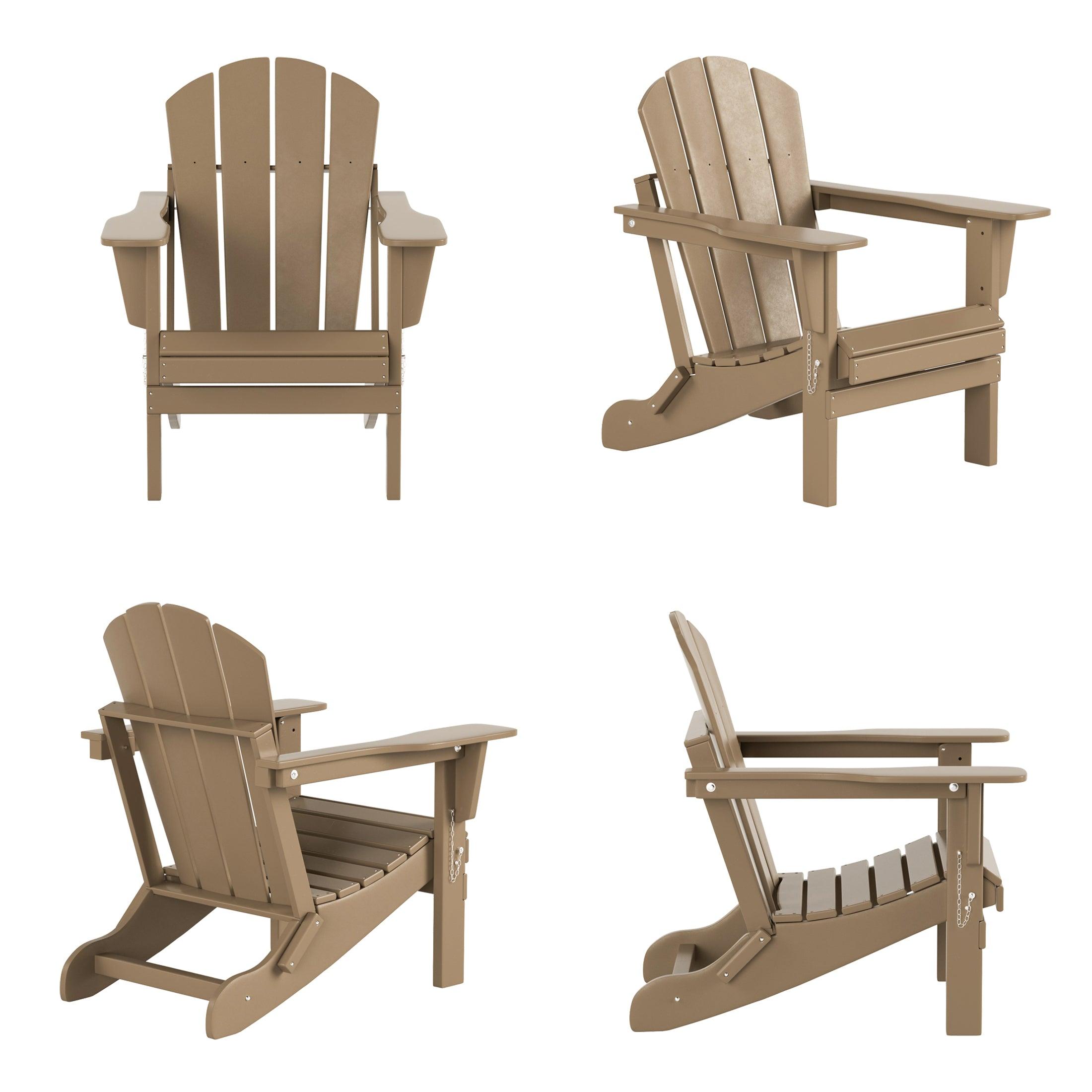 Paradise Outdoor Folding Poly Adirondack Chair With Square Fire Pit Table Sets - Costaelm