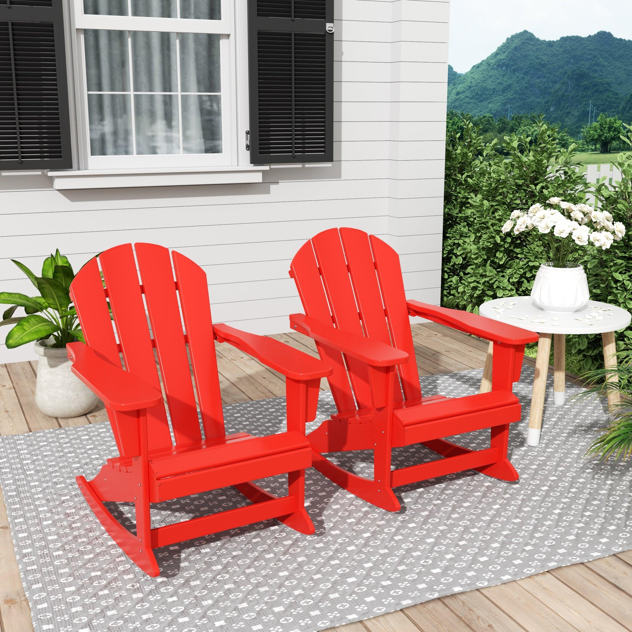 Paradise Outdoor Patio Adirondack Rocking Chairs (Set of 2) - Costaelm