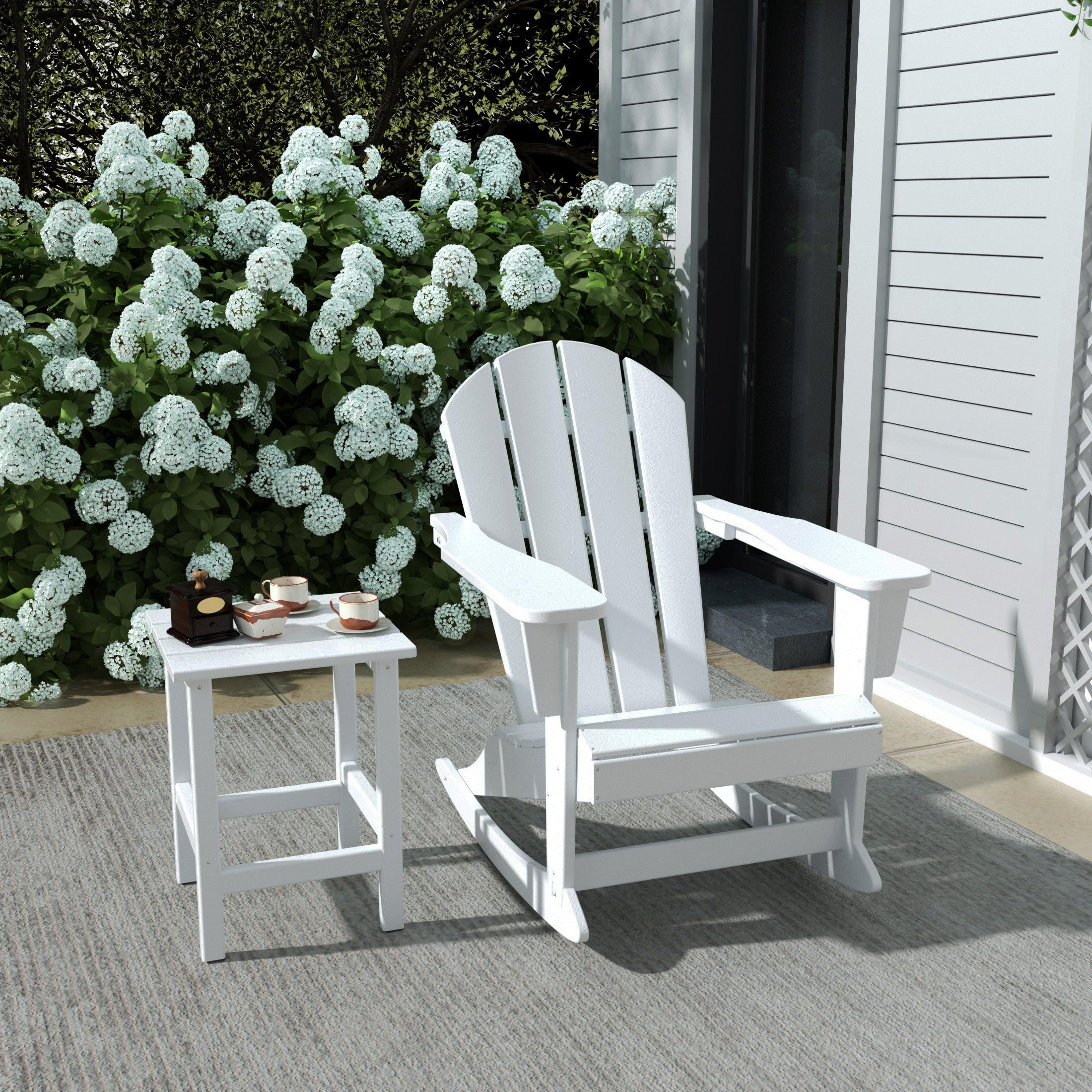 Paradise Outdoor Patio Rocking Chair with Square Side Table Set - Costaelm