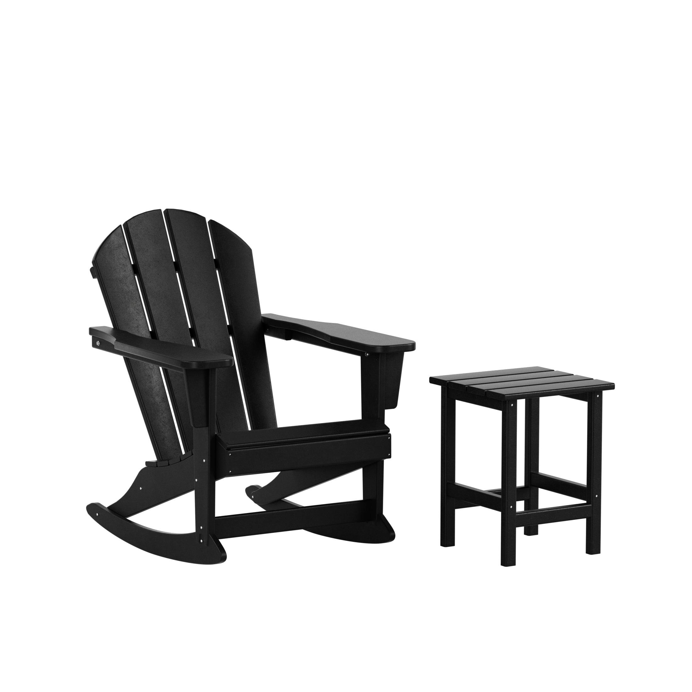 Paradise Outdoor Patio Rocking Chair with Square Side Table Set - Costaelm