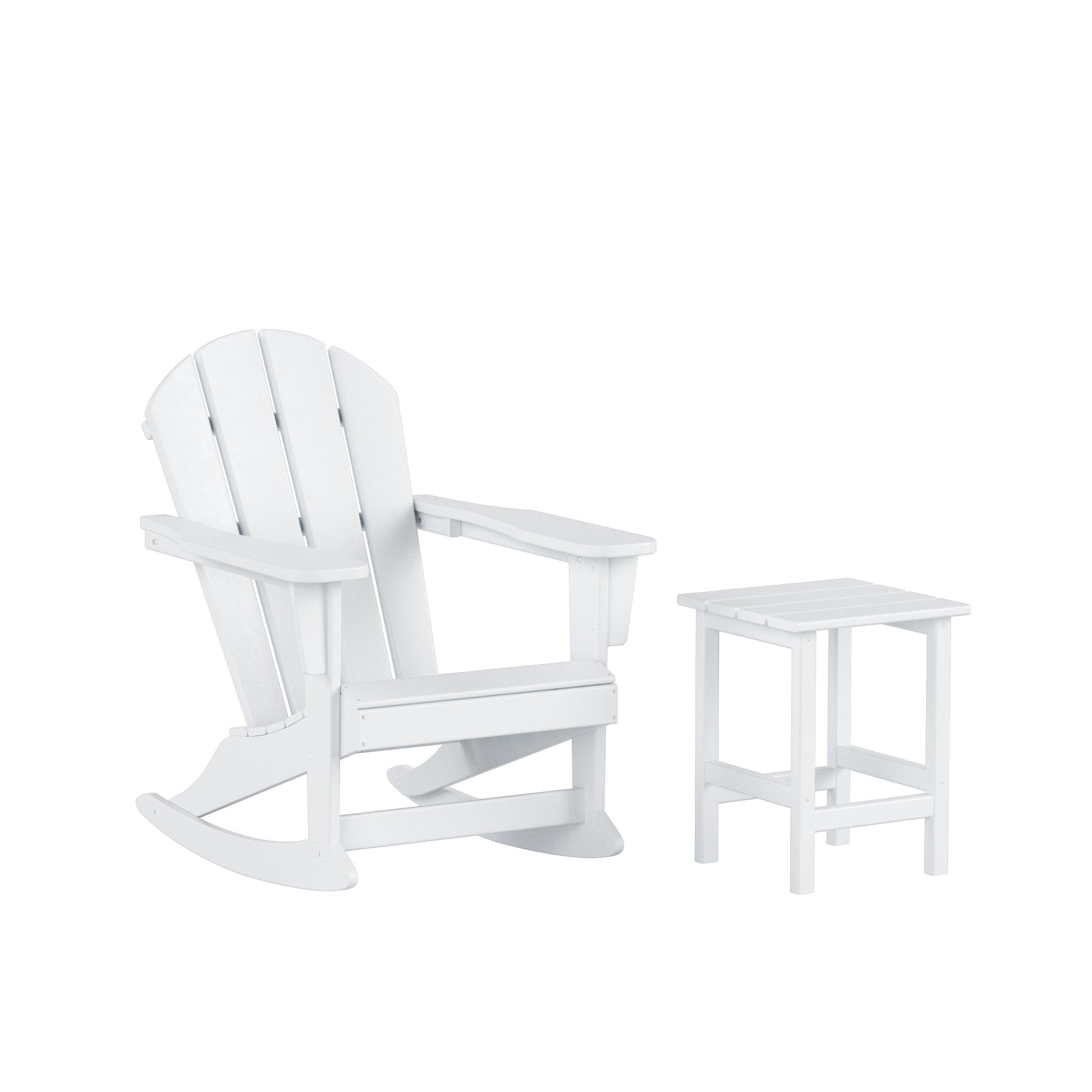 Paradise Outdoor Patio Rocking Chair with Square Side Table Set - Costaelm