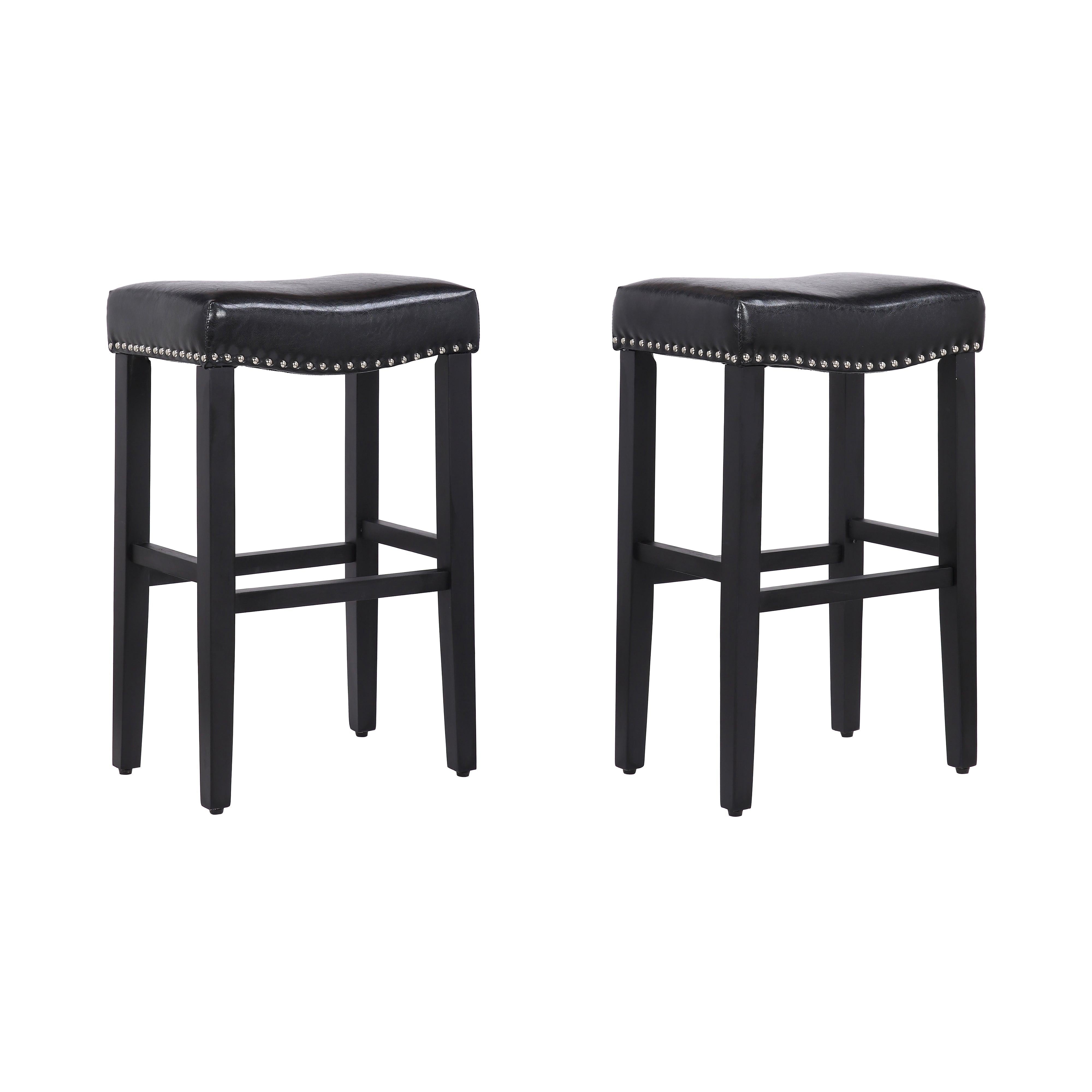 Taylor 29" Upholstered Saddle Seat Barstool (Set of 2), Leather