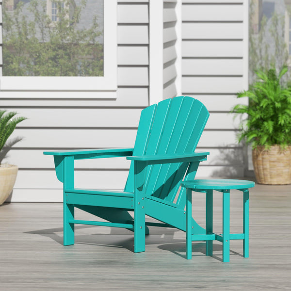 Portside 2-Piece Set Outdoor Patio Adirondack Chair with Round Side Table Included - Costaelm