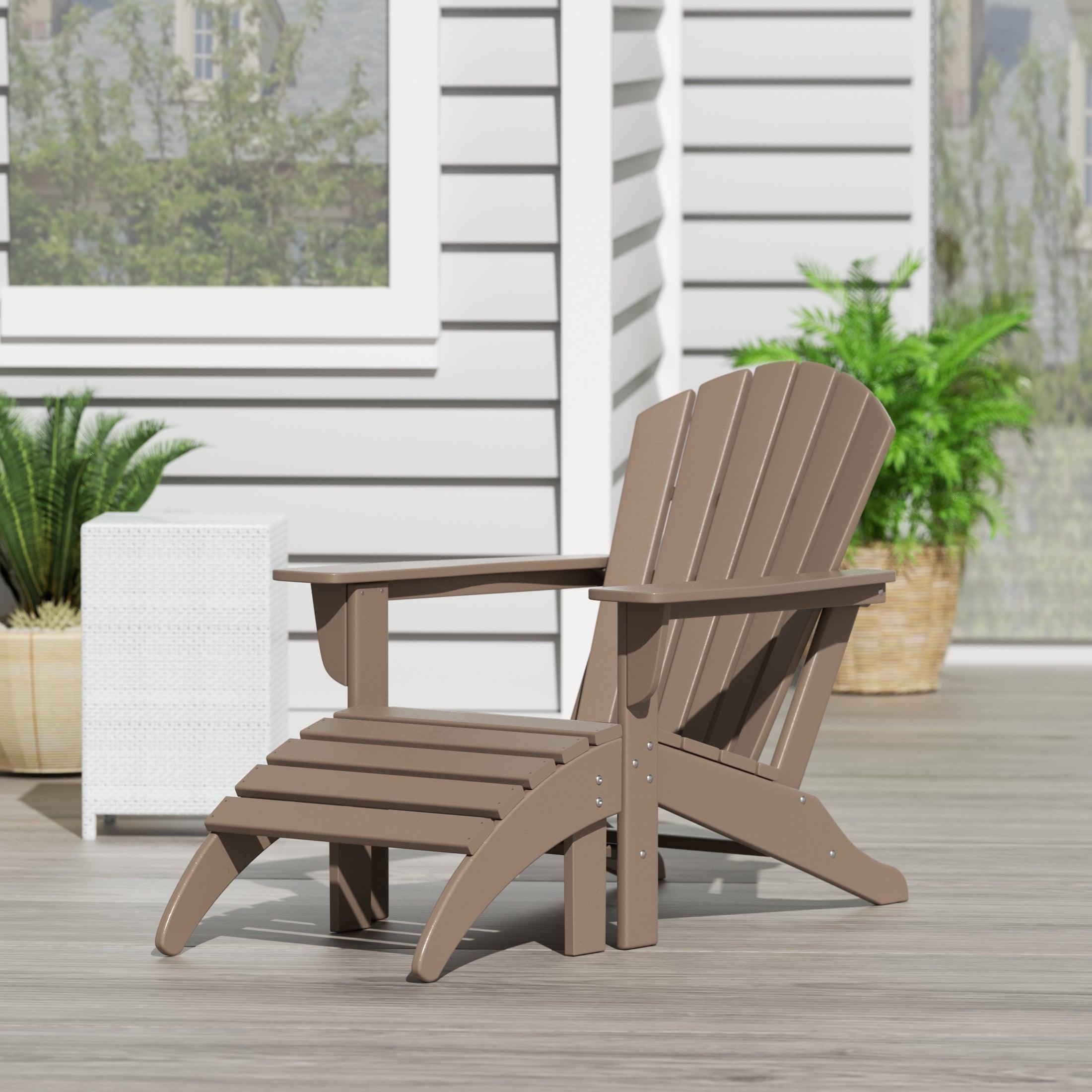 Portside 2-Piece Set Classic Outdoor Adirondack Chair with Footrest Ottoman - Costaelm