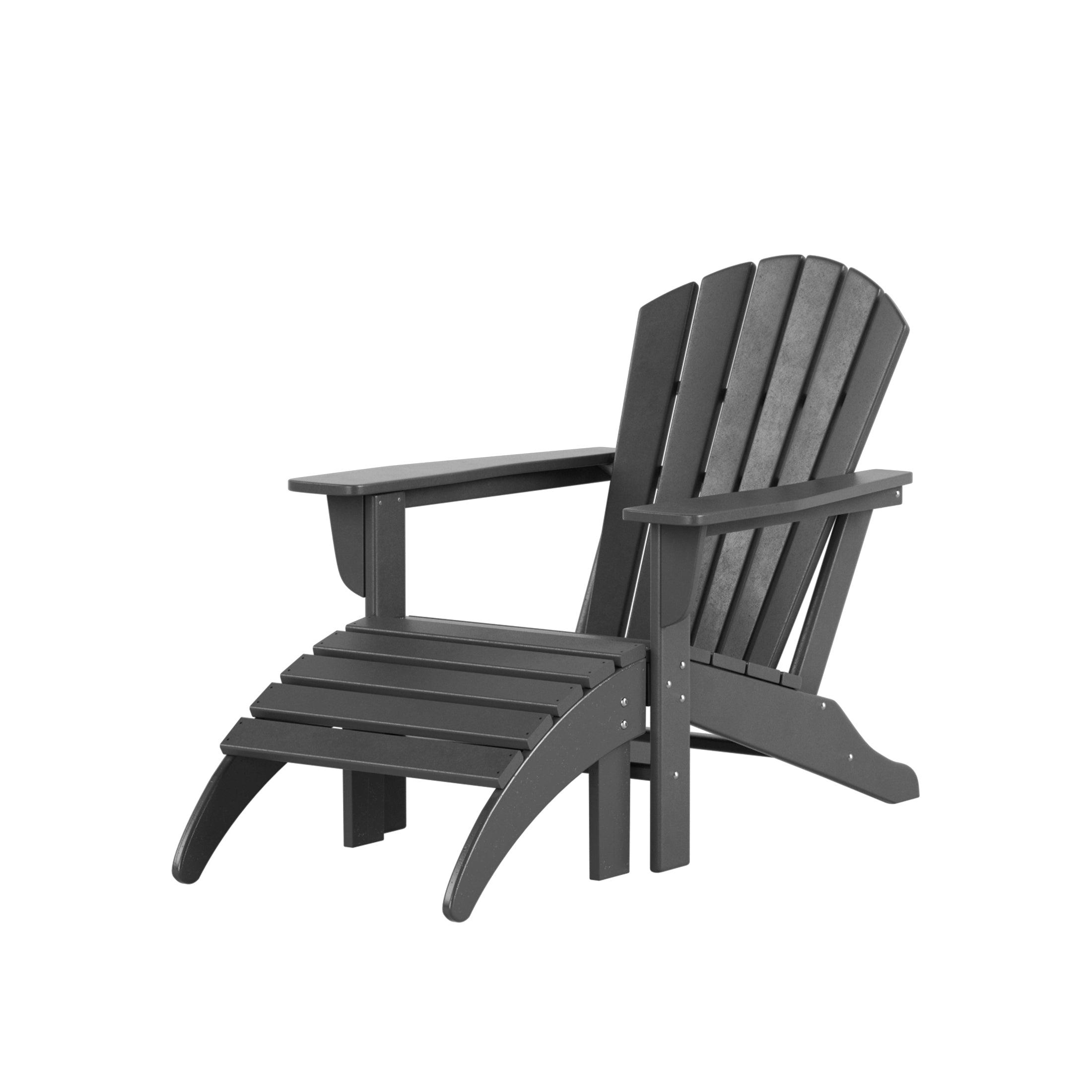 Costaelm Outdoor Adirondack Chair With Ottoman 2-Piece Set, Gray