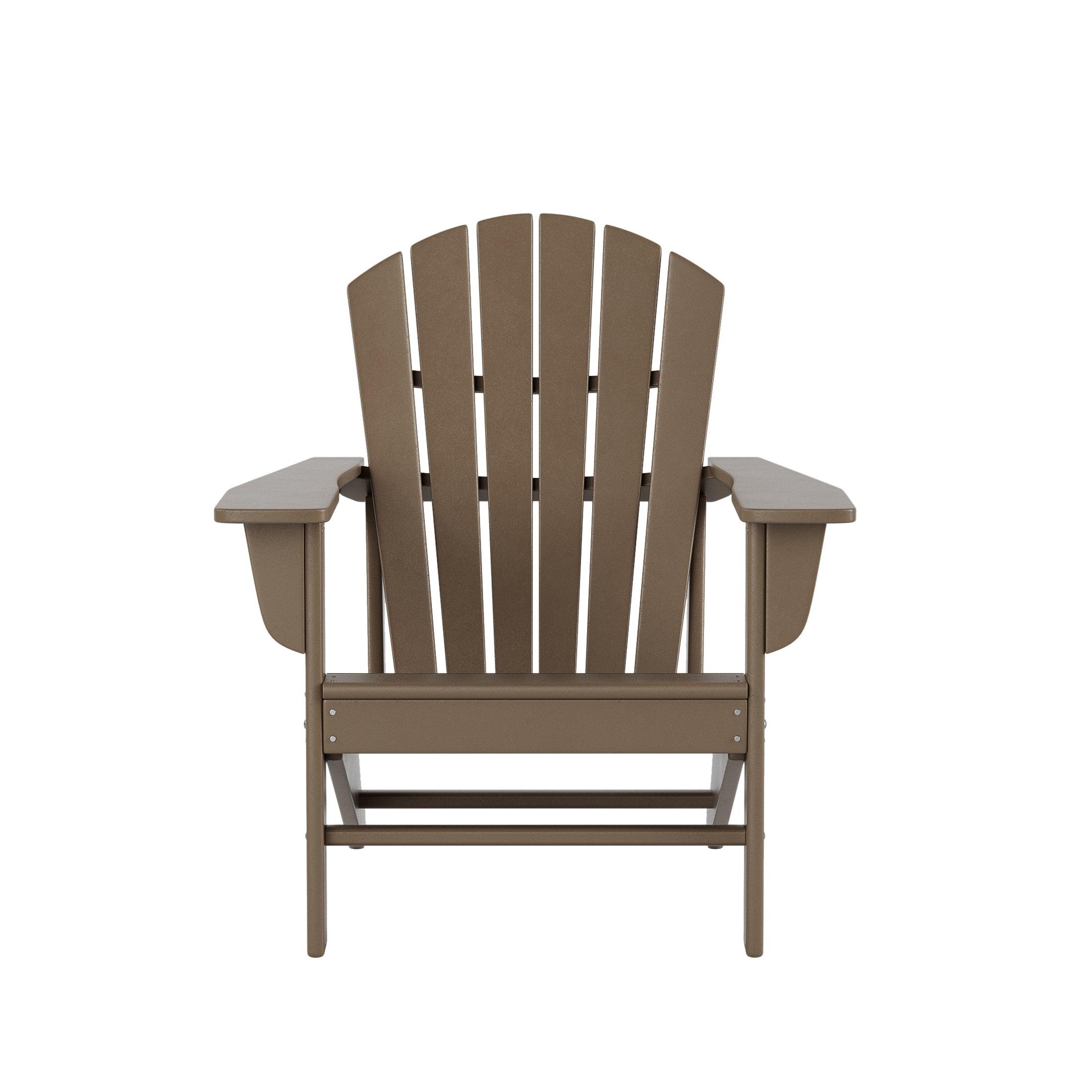 Costaelm Outdoor Adirondack Chair With Ottoman 2-Piece Set, Weathered Wood