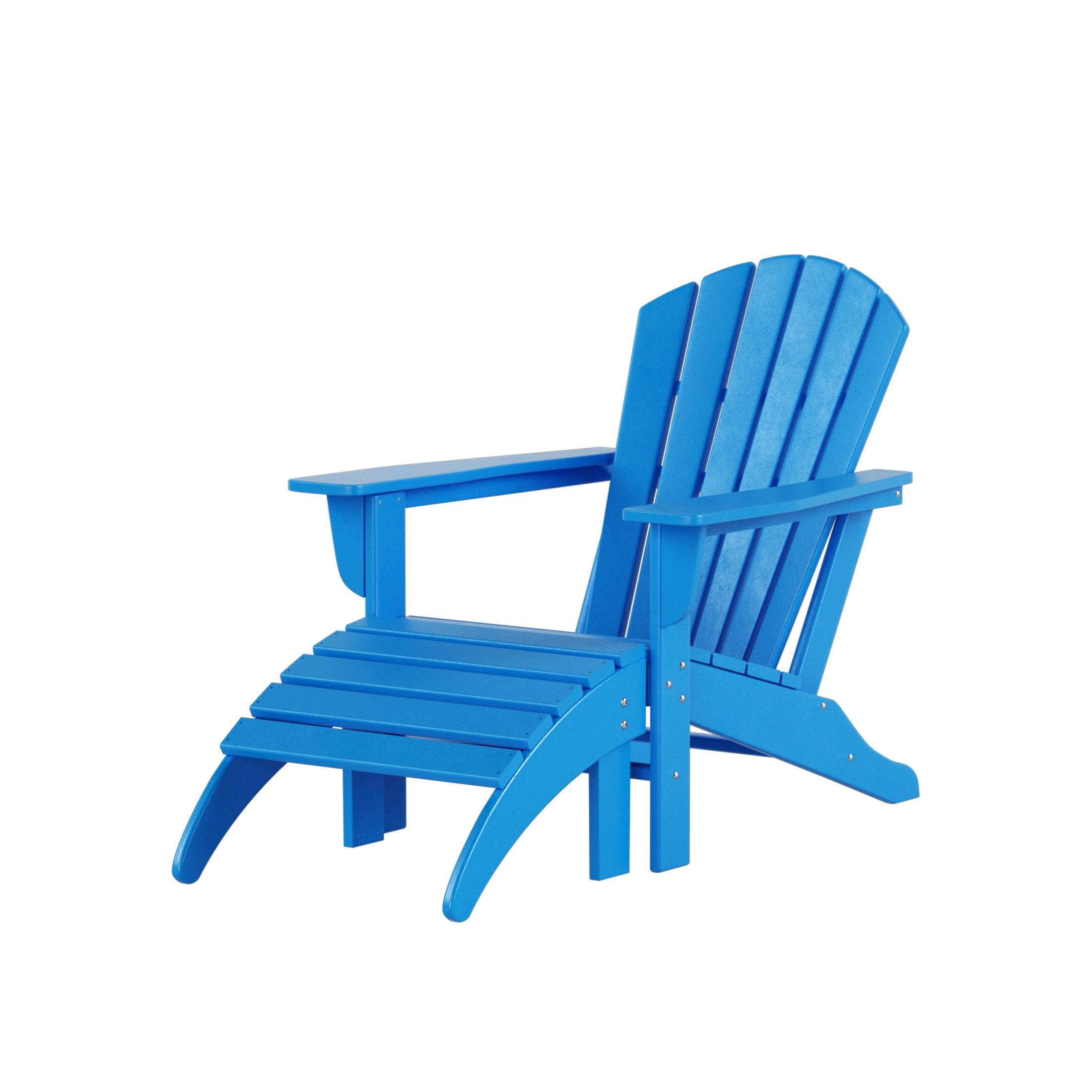 Costaelm Outdoor Adirondack Chair With Ottoman 2-Piece Set, Pacific Blue