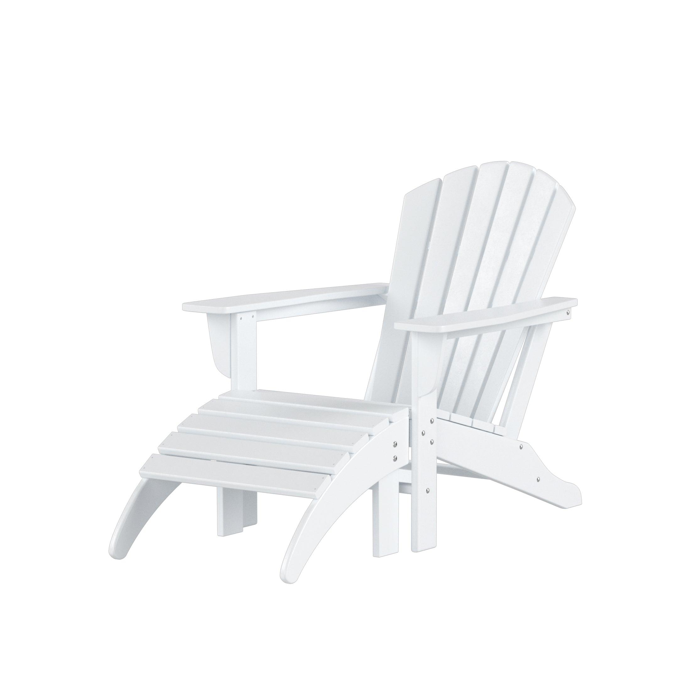 Costaelm Outdoor Adirondack Chair With Ottoman 2-Piece Set, White