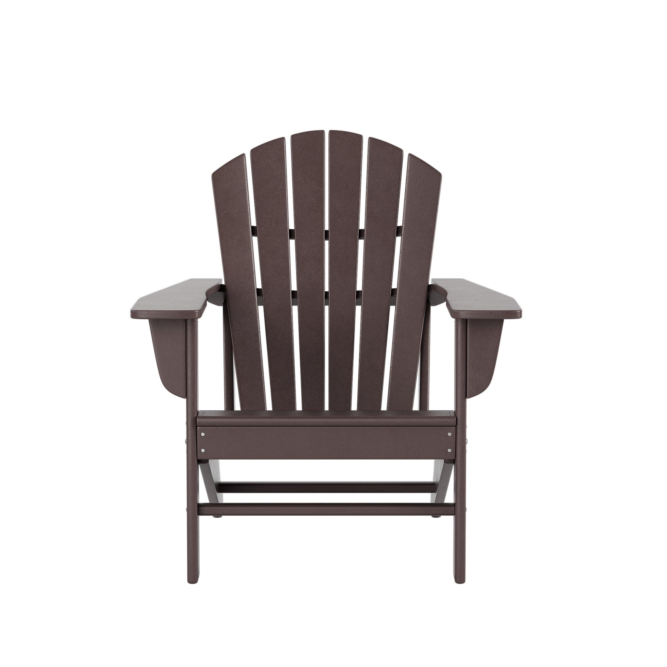 Costaelm Outdoor Adirondack Chair With Ottoman 2-Piece Set, Dark Brown
