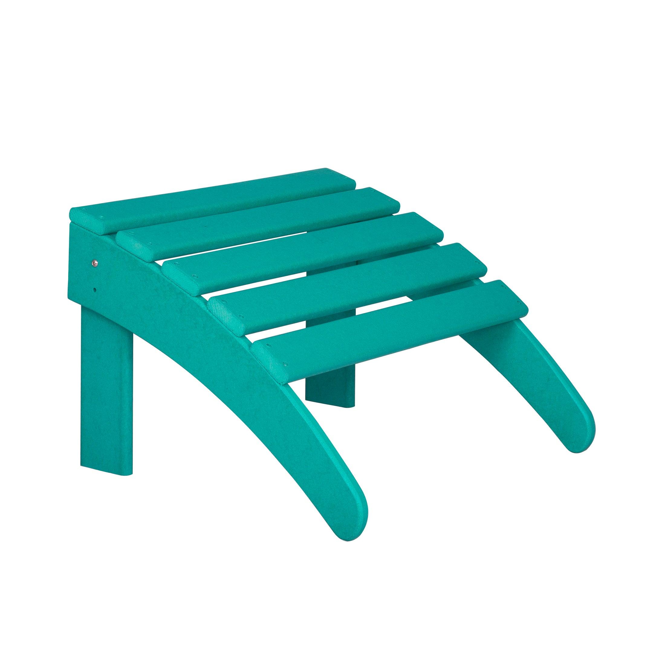 Costaelm Outdoor Adirondack Chair With Ottoman 2-Piece Set, Turquoise