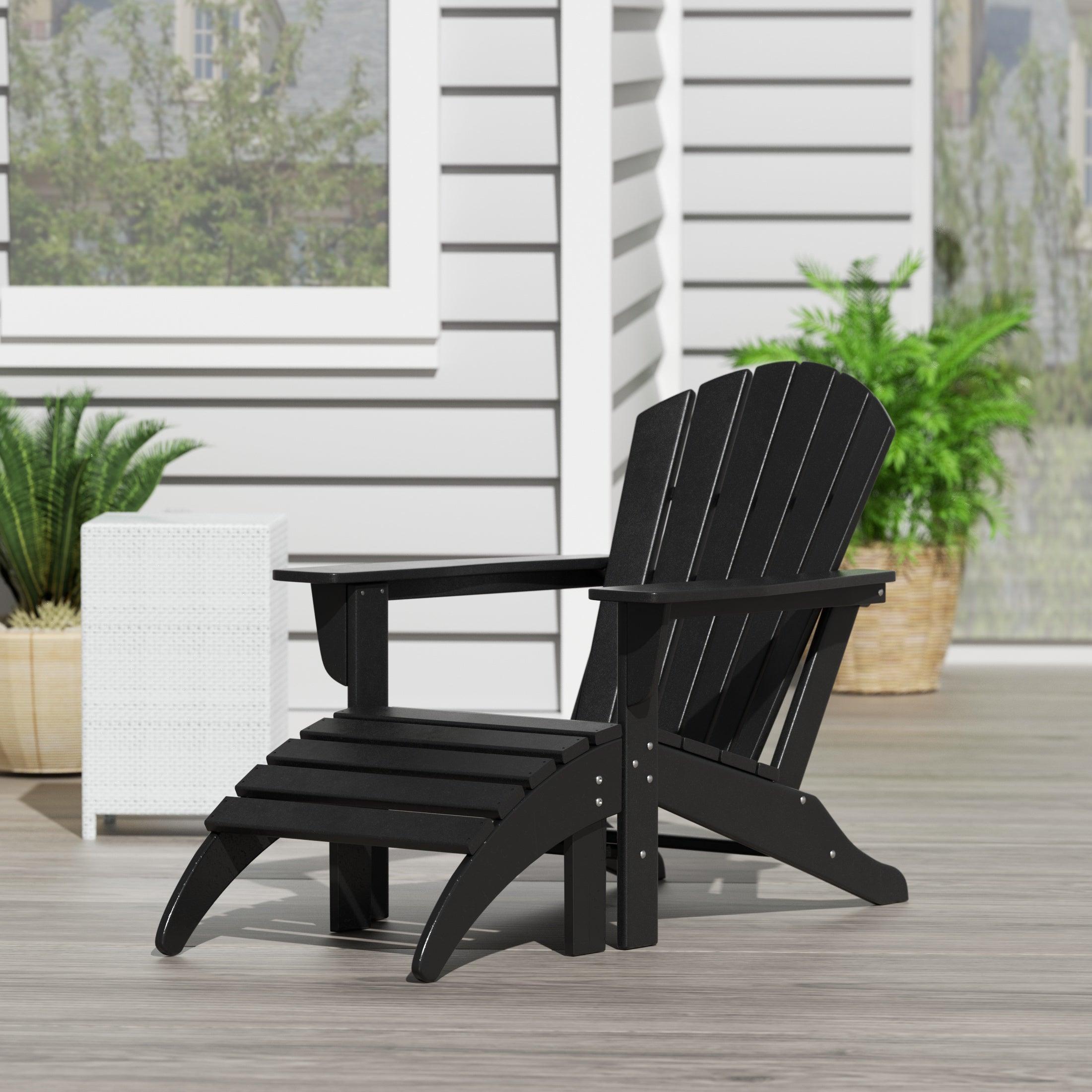 Portside 2-Piece Set Classic Outdoor Adirondack Chair with Footrest Ottoman - Costaelm