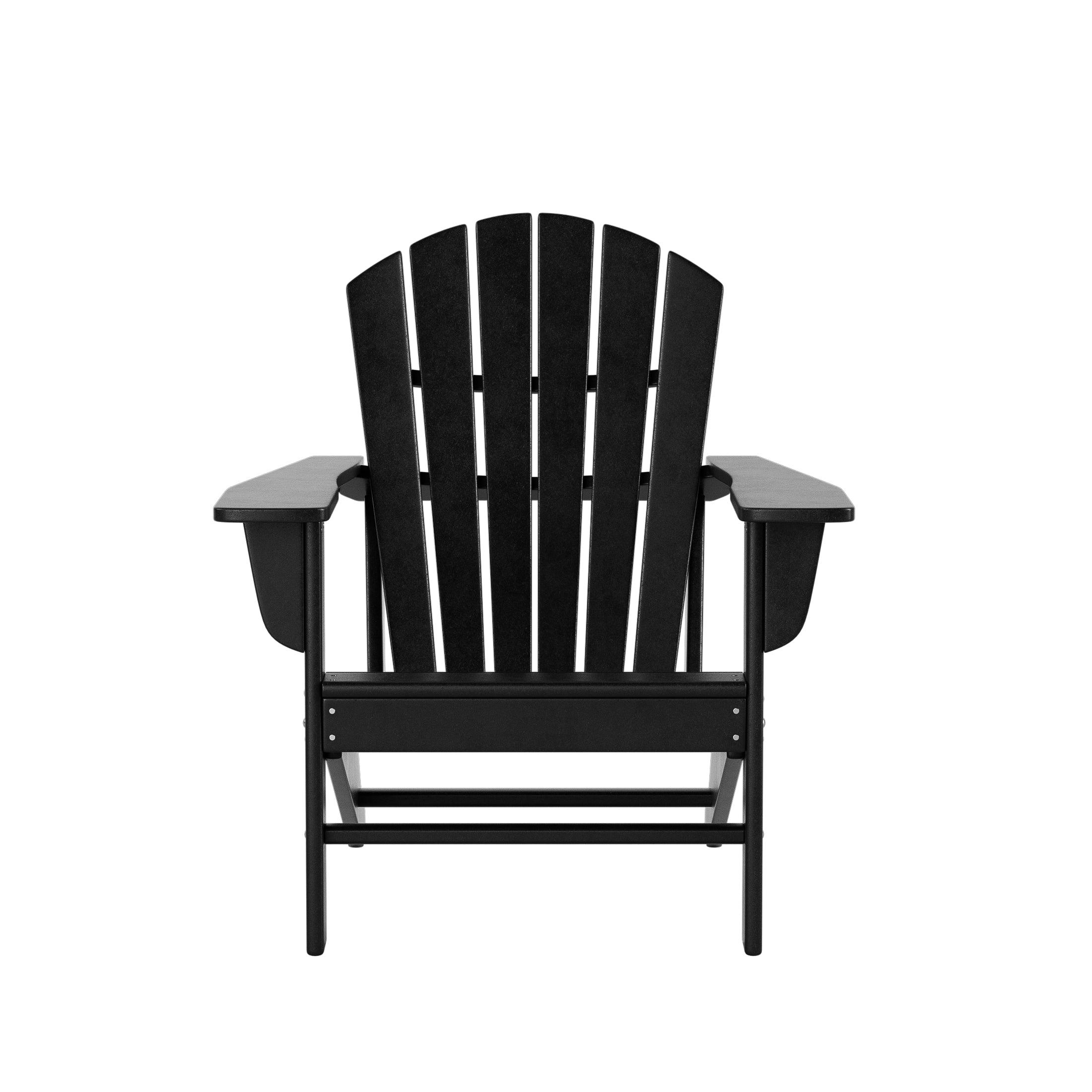 Costaelm Outdoor Adirondack Chair With Ottoman 2-Piece Set, Black