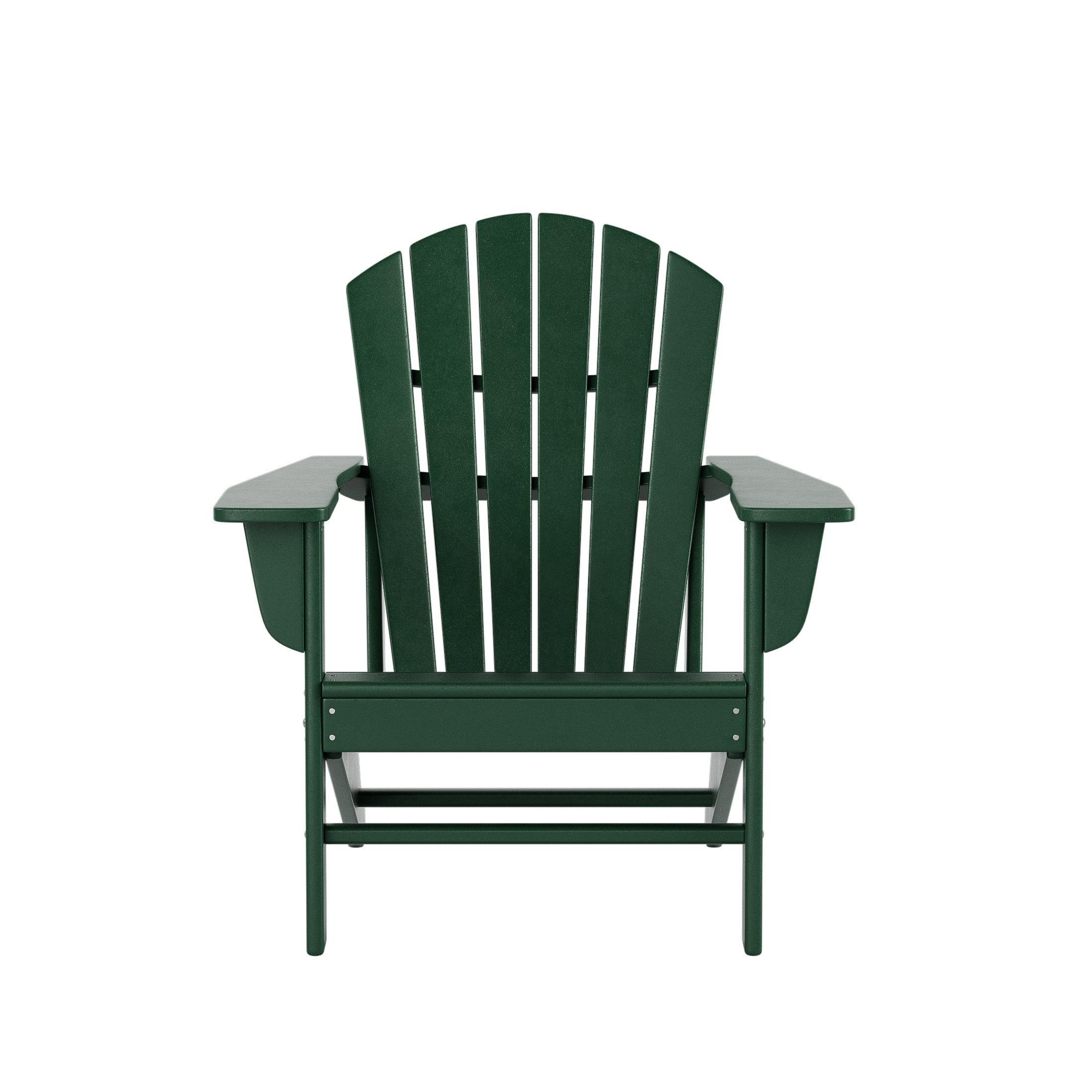 Costaelm Outdoor Adirondack Chair With Ottoman 2-Piece Set, Dark Green