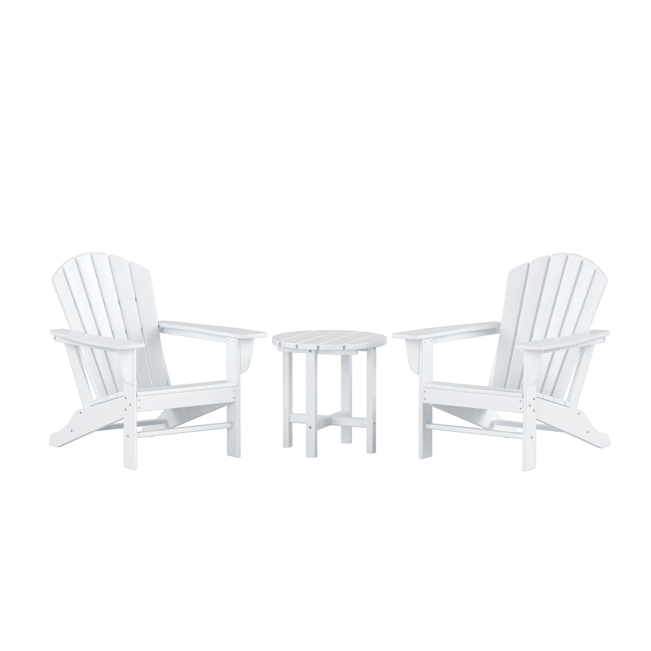 Portside 3-Piece Set Classic Outdoor Adirondack Chair with Round Side Table - Costaelm