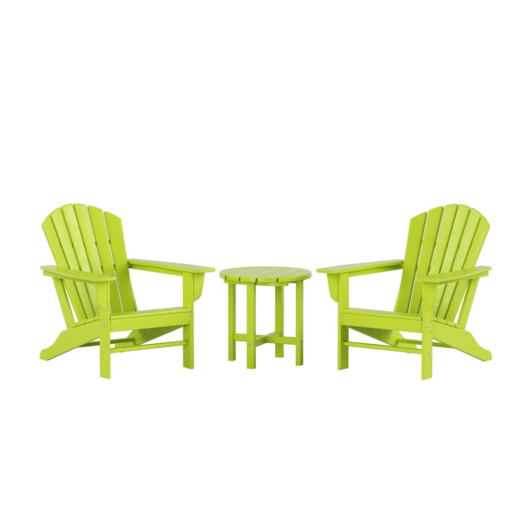 Portside 3-Piece Set Classic Outdoor Adirondack Chair with Round Side Table - Costaelm