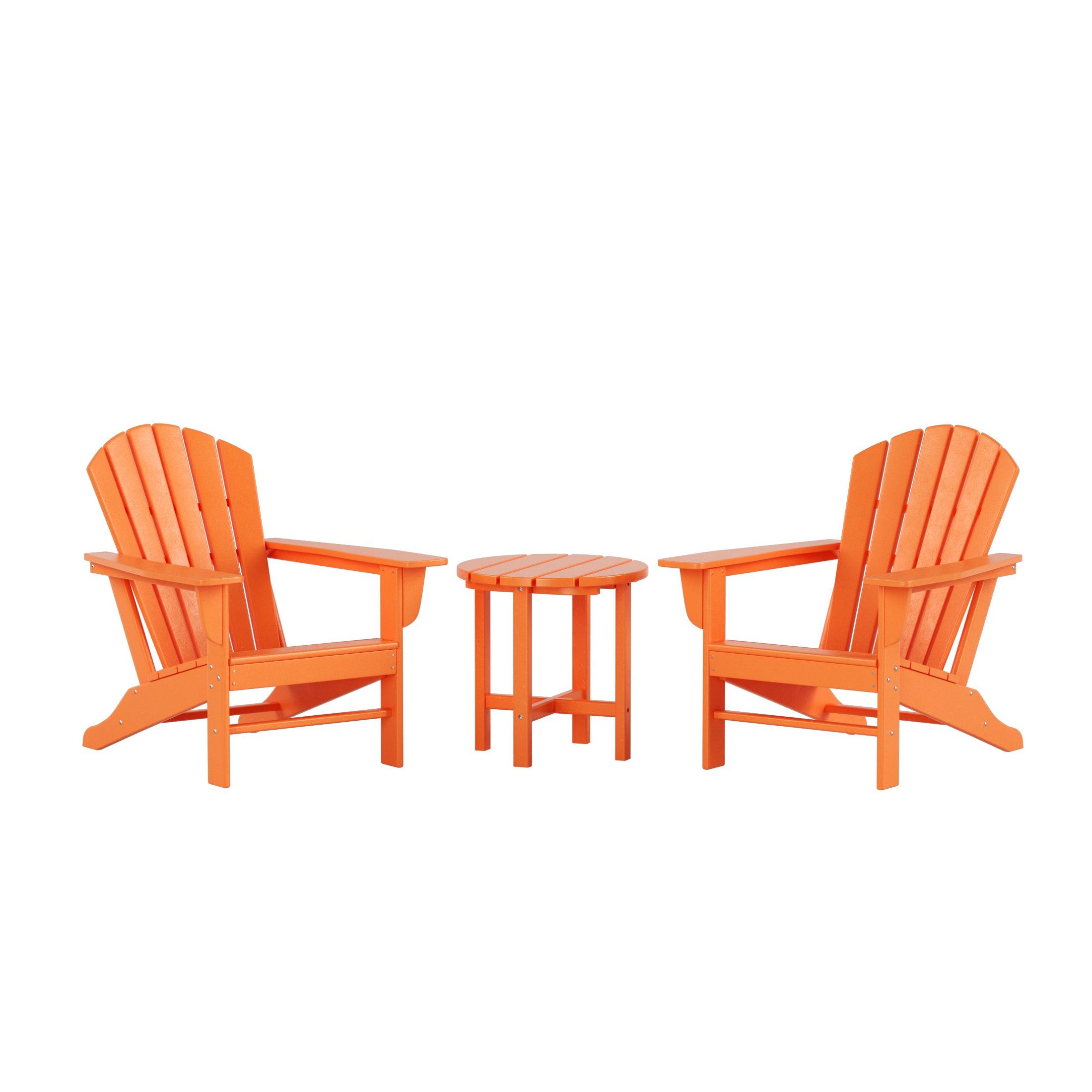 Portside 3-Piece Set Classic Outdoor Adirondack Chair with Round Side Table - Costaelm