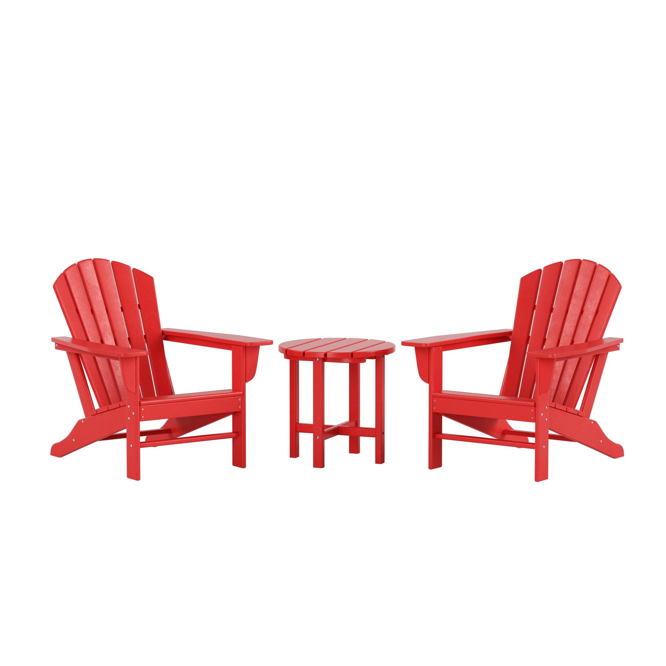 Portside 3-Piece Set Classic Outdoor Adirondack Chair with Round Side Table - Costaelm