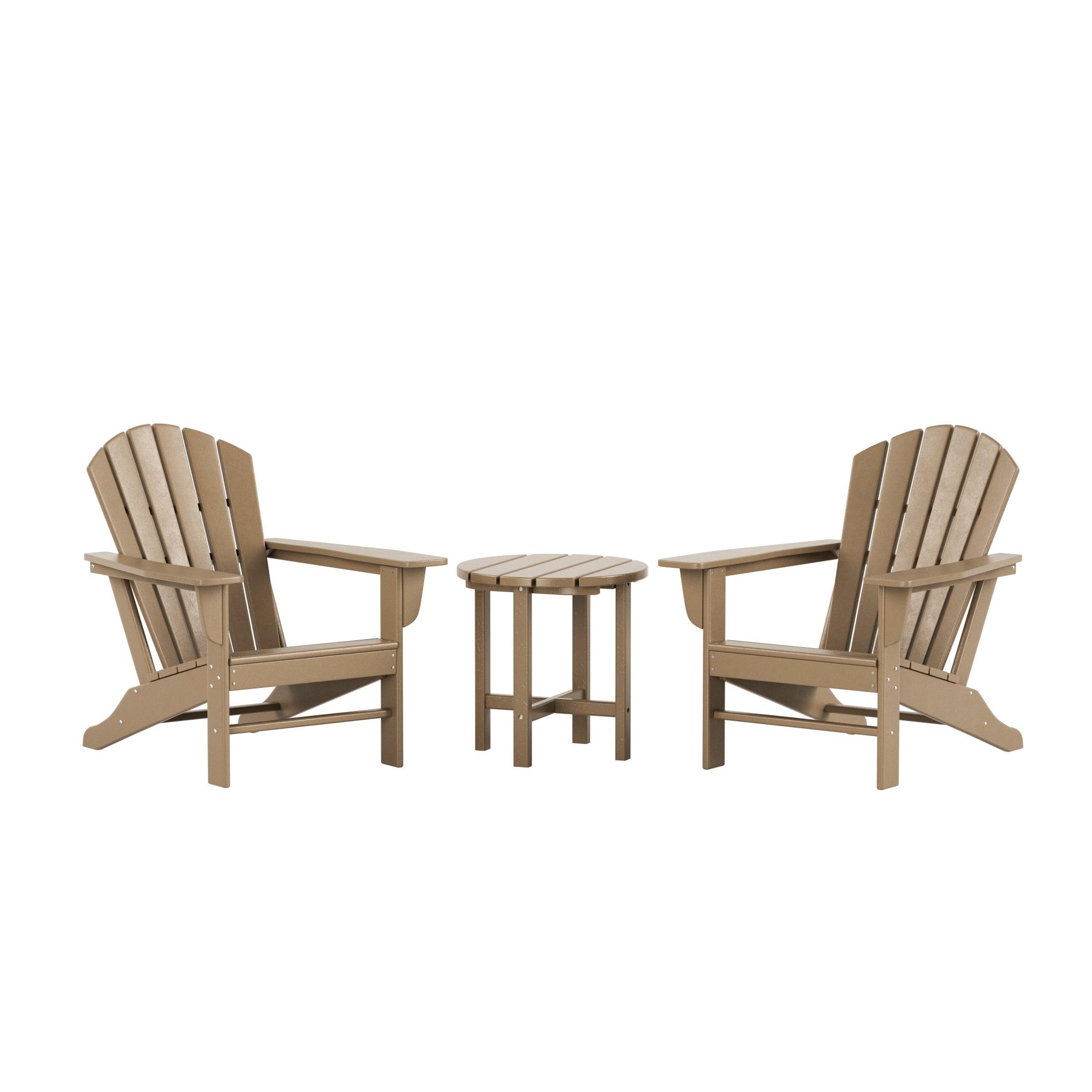 Portside 3-Piece Set Classic Outdoor Adirondack Chair with Round Side Table - Costaelm