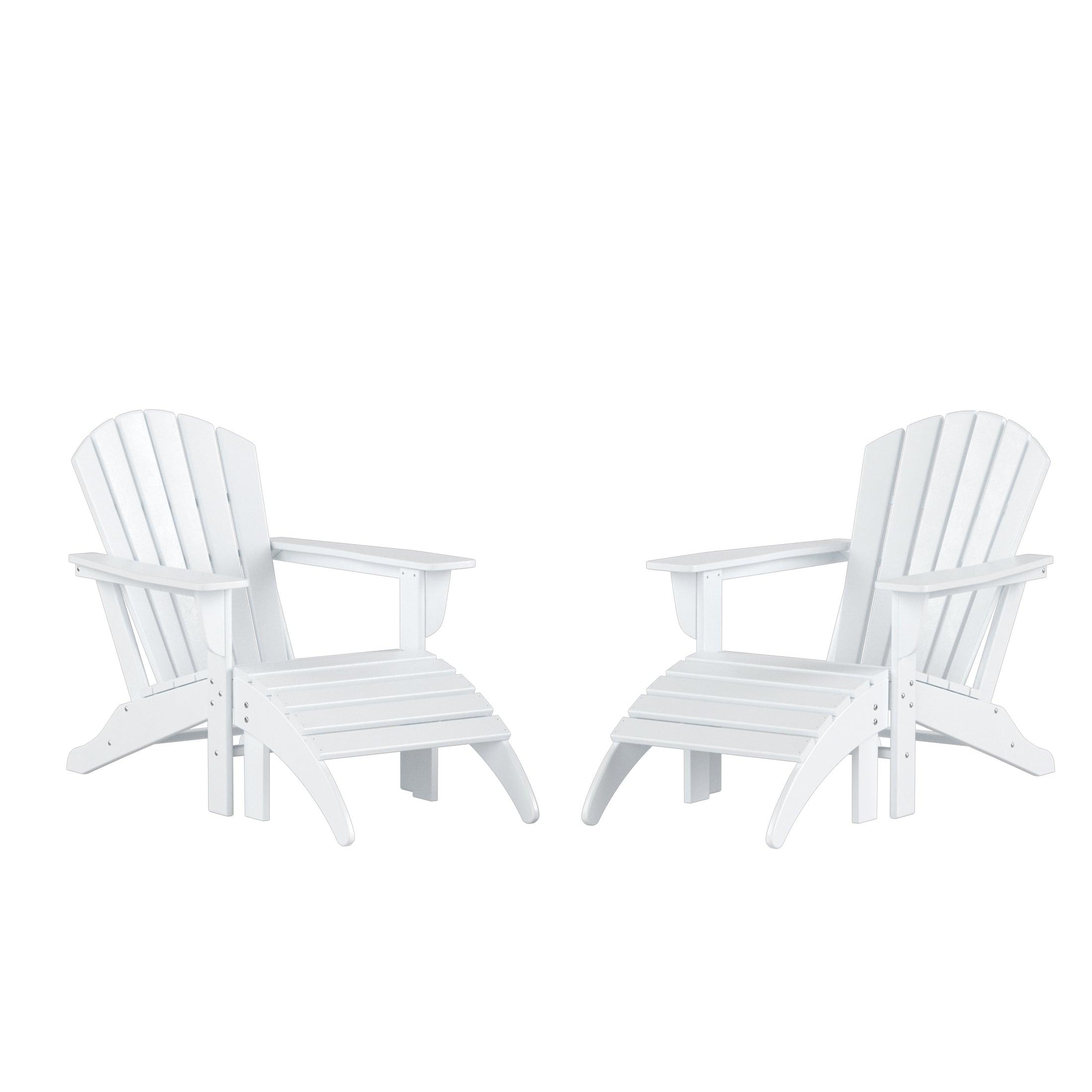 Portside 4-Piece Set Classic Outdoor Adirondack Chair with Footrest Ottoman - Costaelm