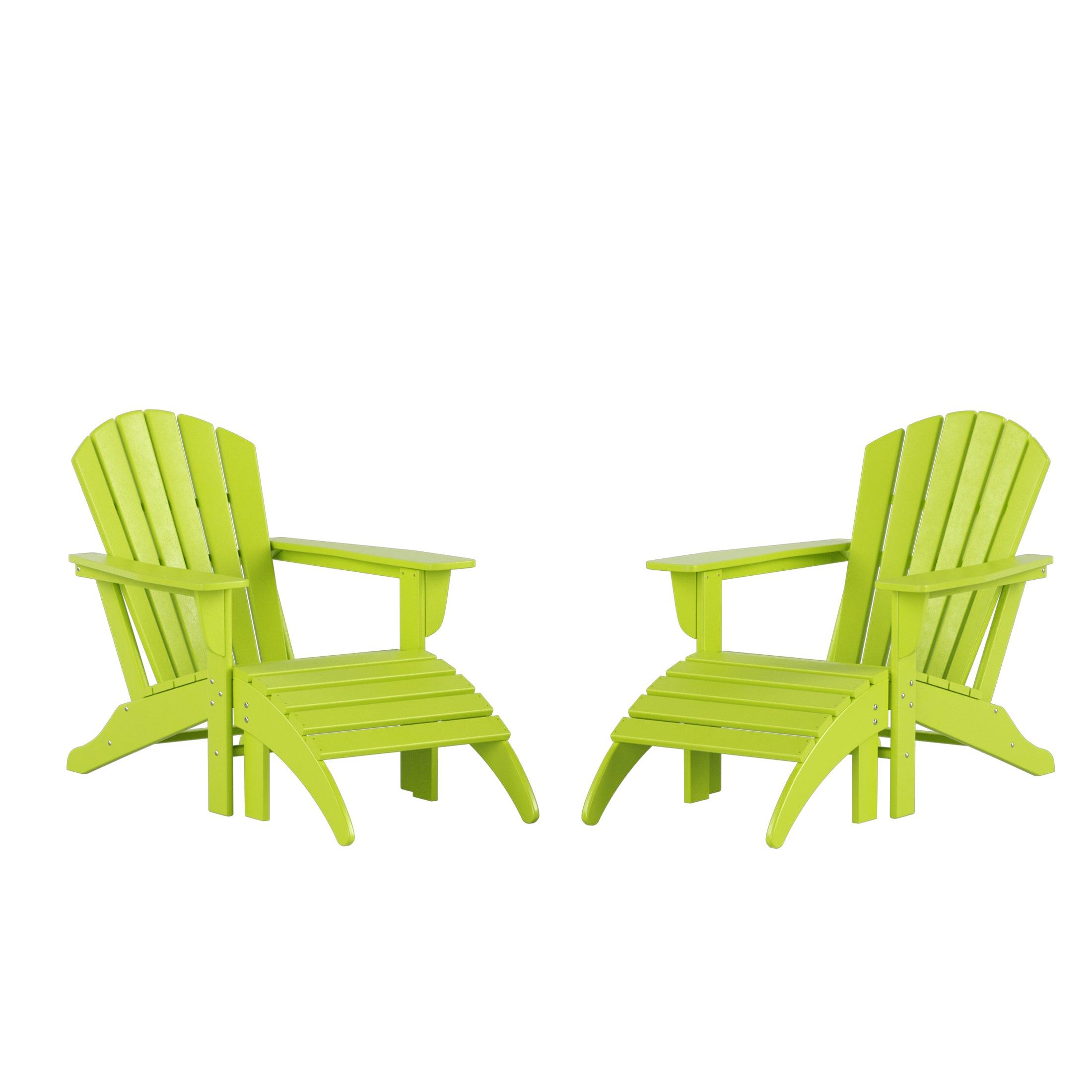 Portside 4-Piece Set Classic Outdoor Adirondack Chair with Footrest Ottoman - Costaelm