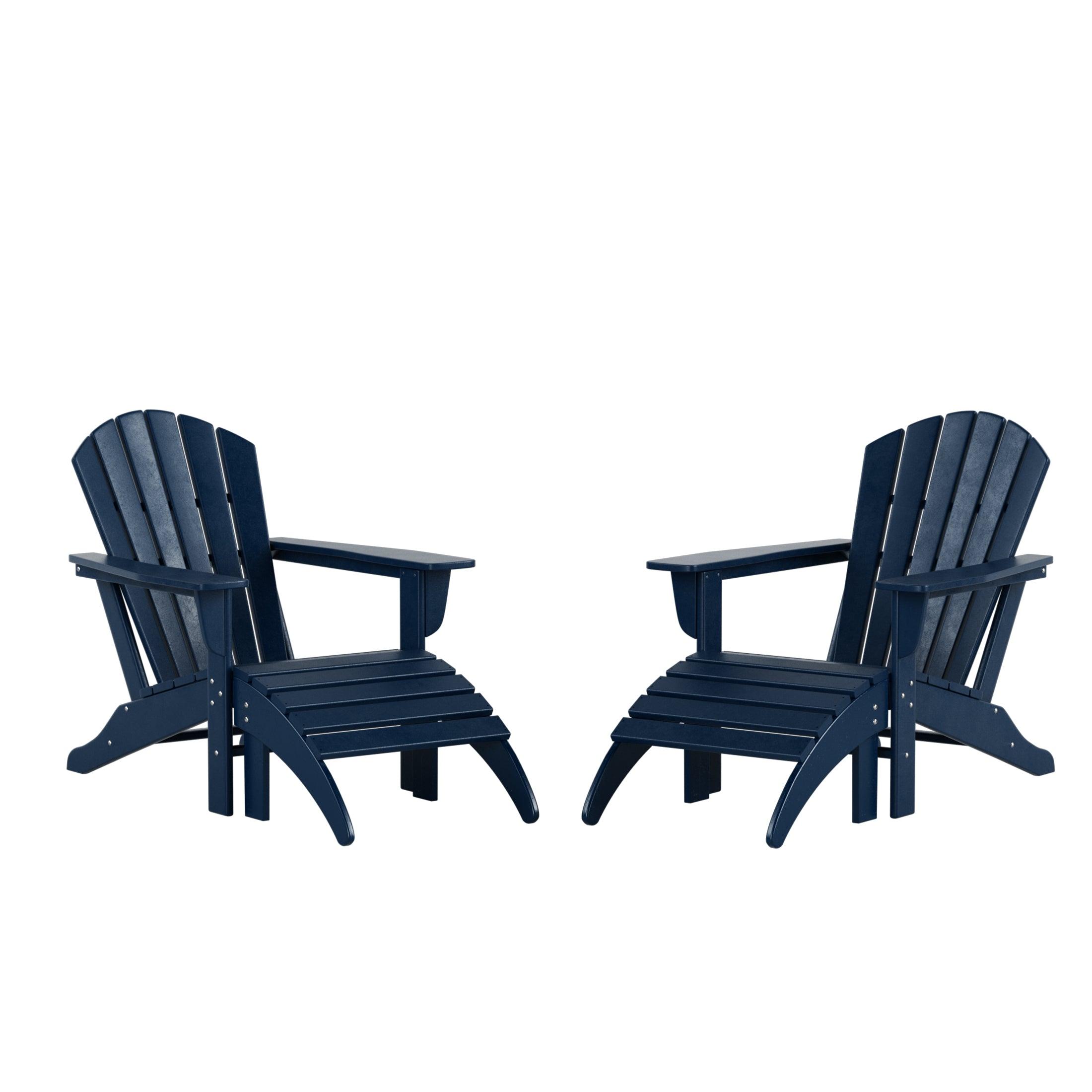 Portside 4-Piece Set Classic Outdoor Adirondack Chair with Footrest Ottoman - Costaelm