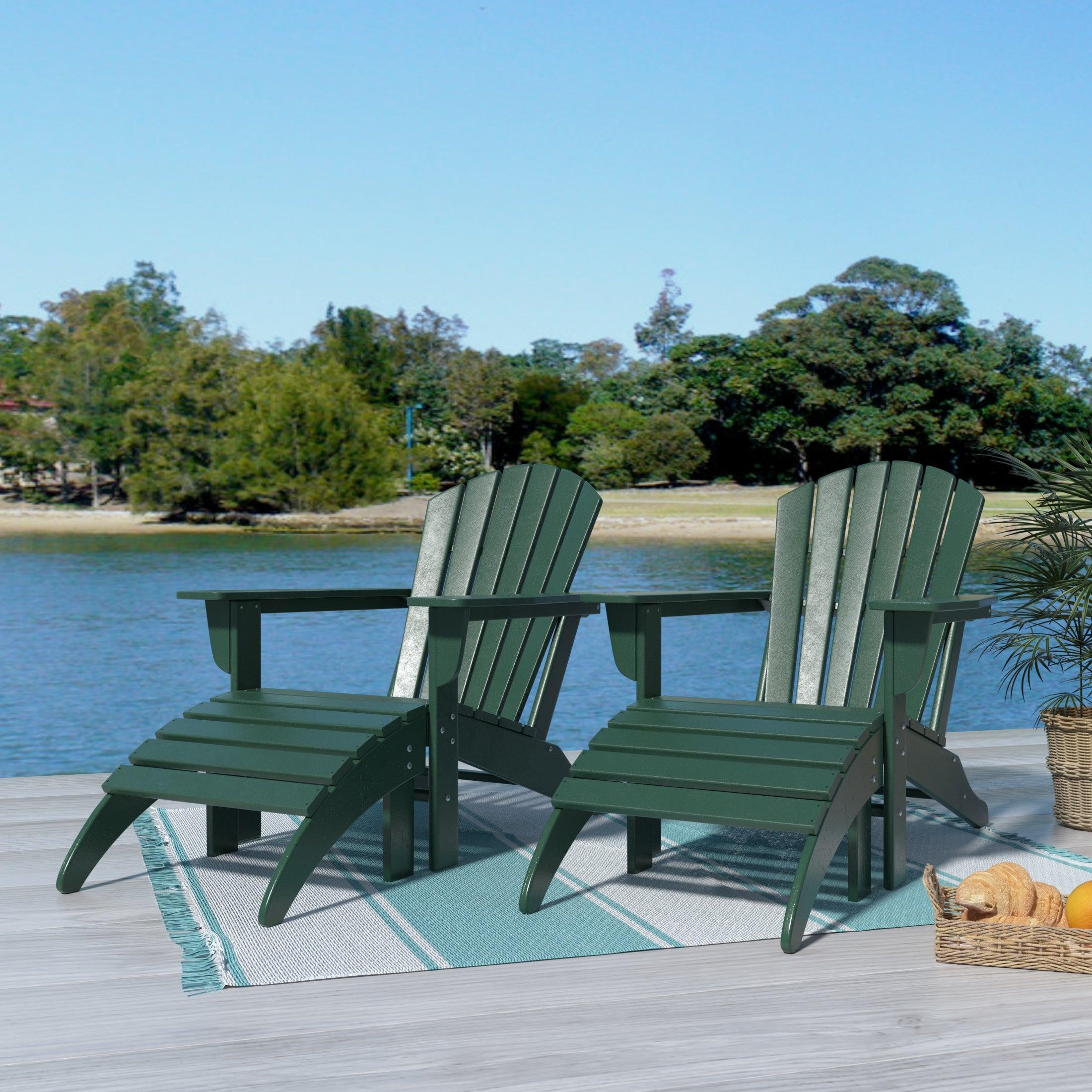 Portside 4-Piece Set Classic Outdoor Adirondack Chair with Footrest Ottoman - Costaelm