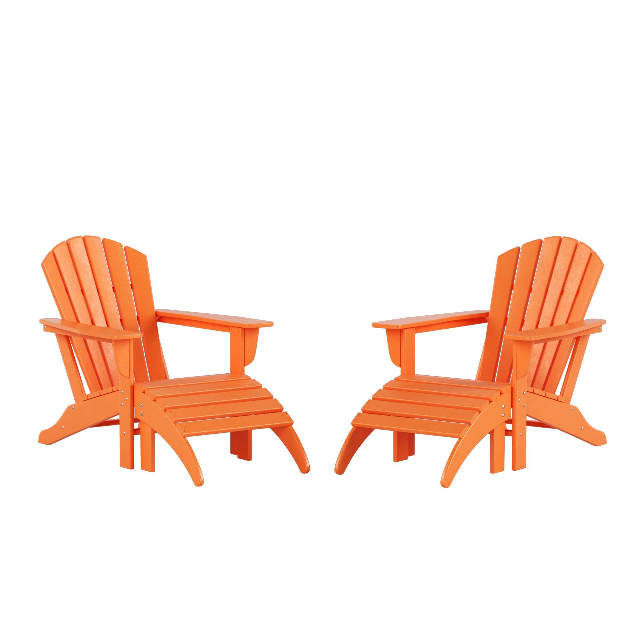 Portside 4-Piece Set Classic Outdoor Adirondack Chair with Footrest Ottoman - Costaelm