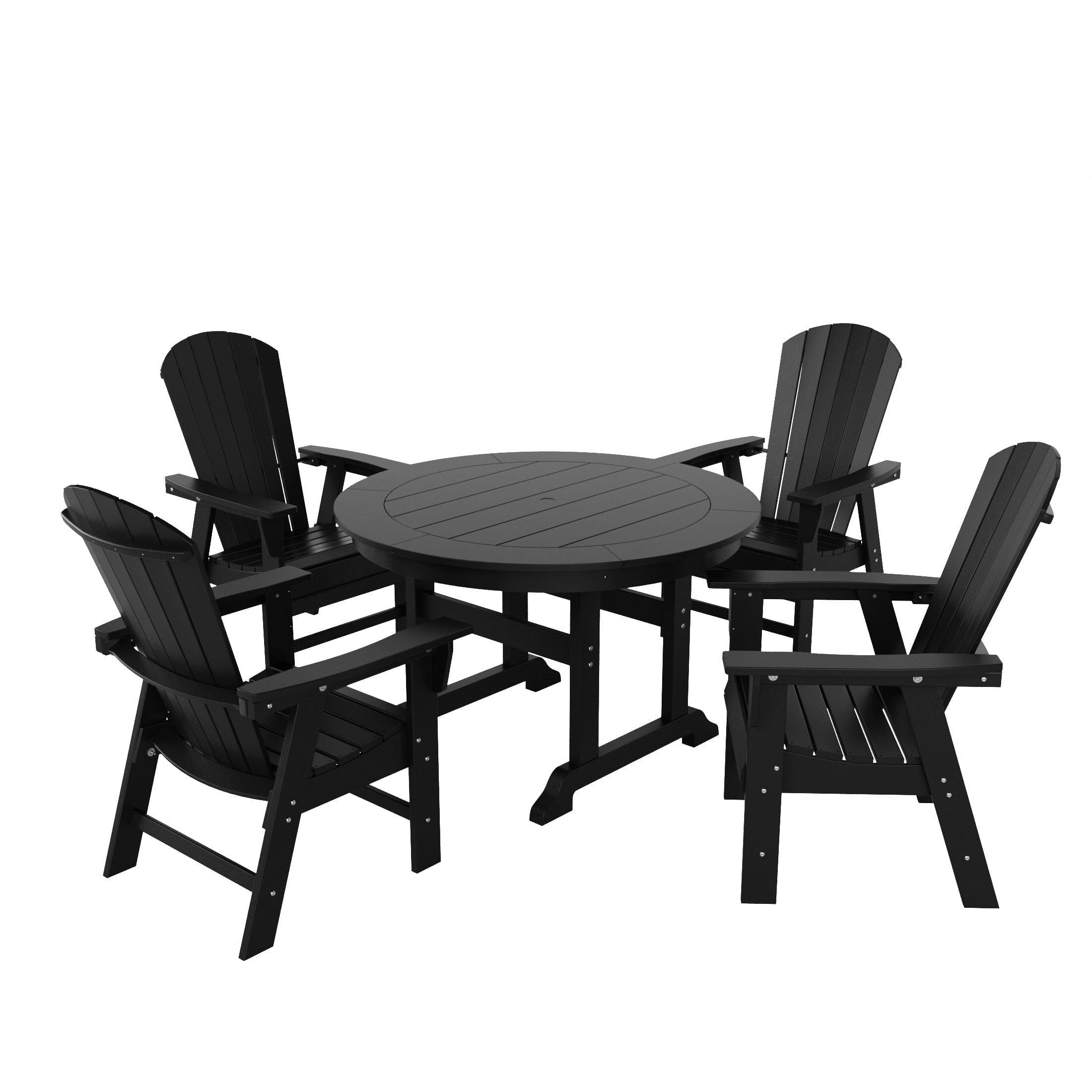 Portside 5 Piece Round Table Shell Back Adirondack Chair Dining Set - Costaelm