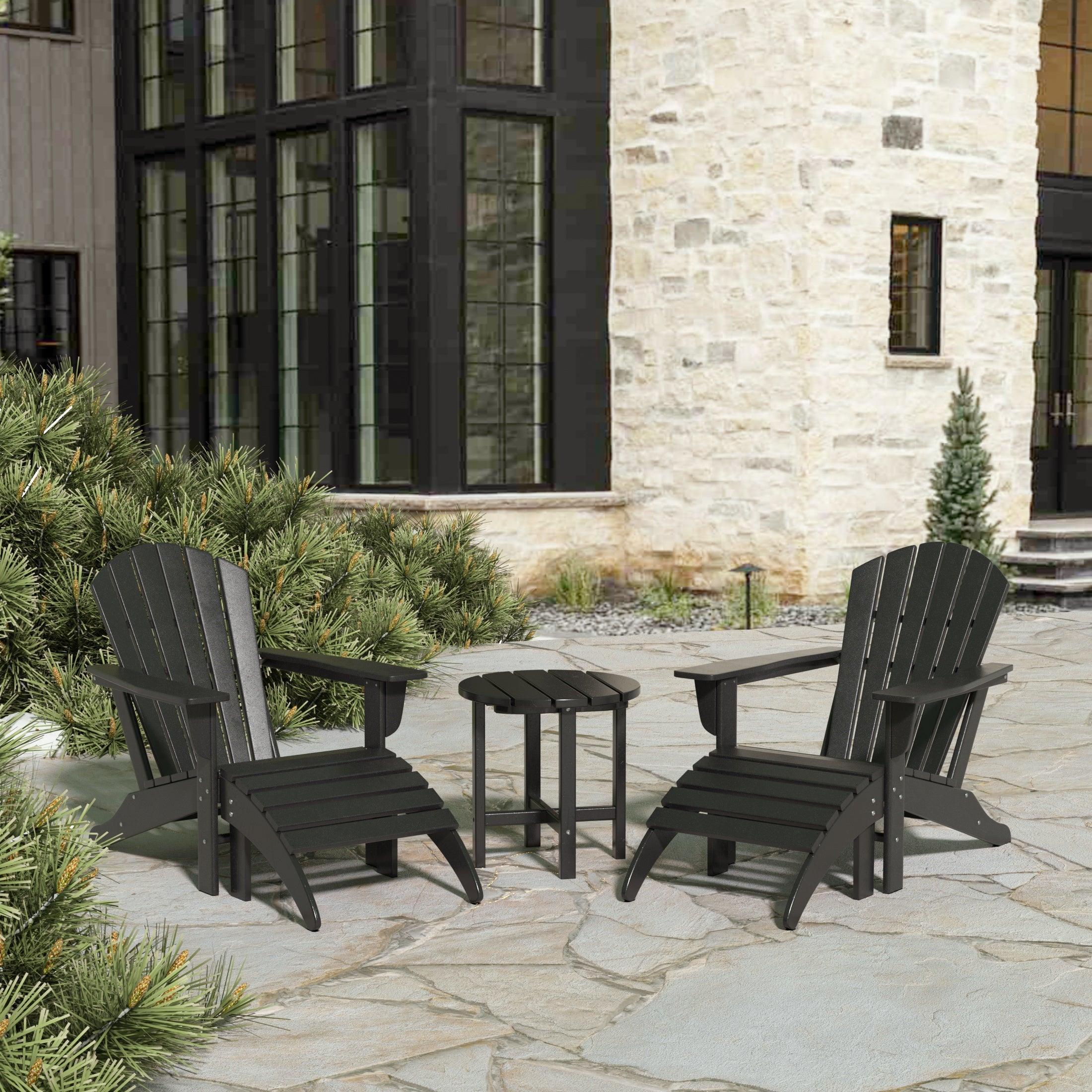 Portside 5-Piece Set Classic Outdoor Adirondack Chair with Ottoman and Round Side Table - Costaelm