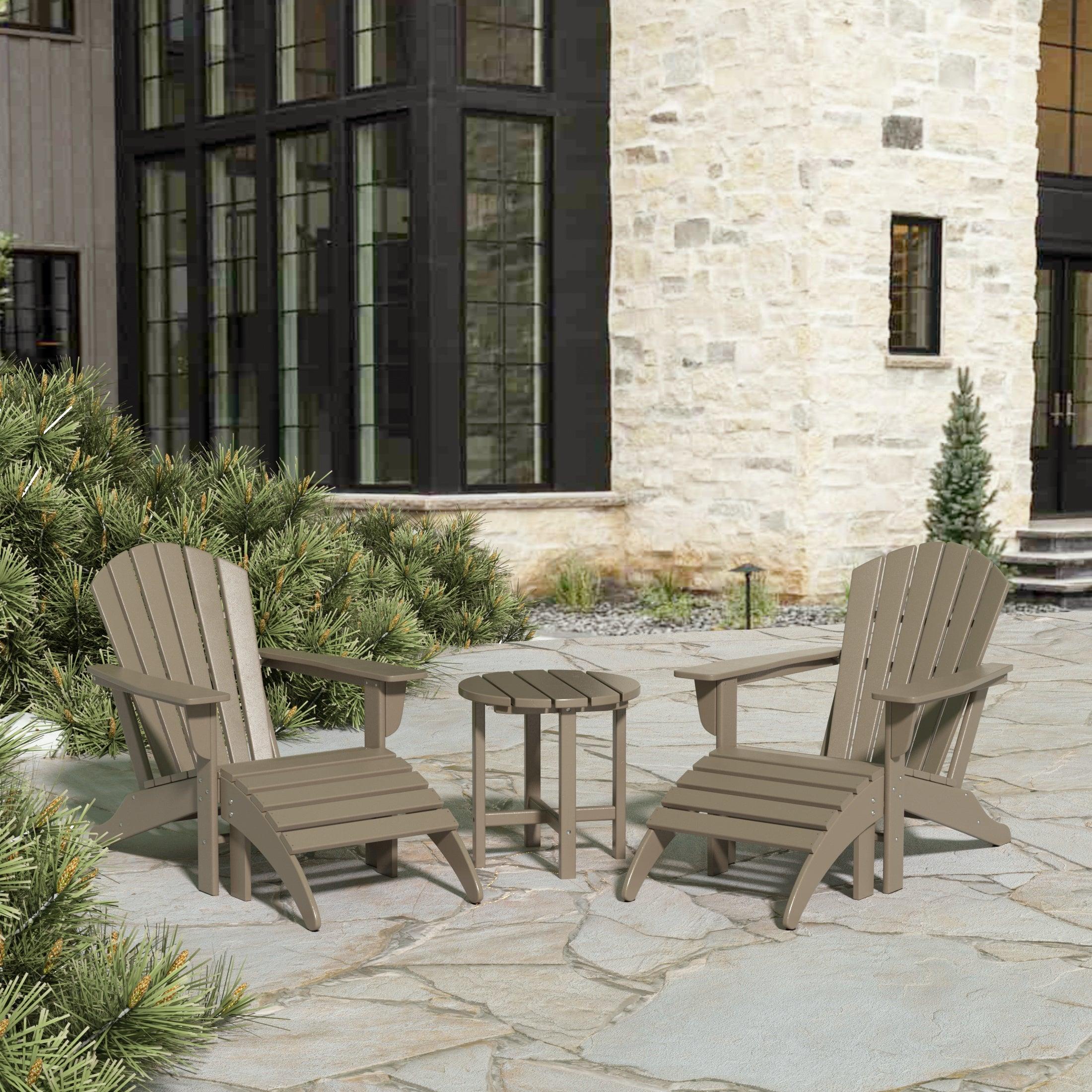 Portside 5-Piece Set Classic Outdoor Adirondack Chair with Ottoman and Round Side Table - Costaelm