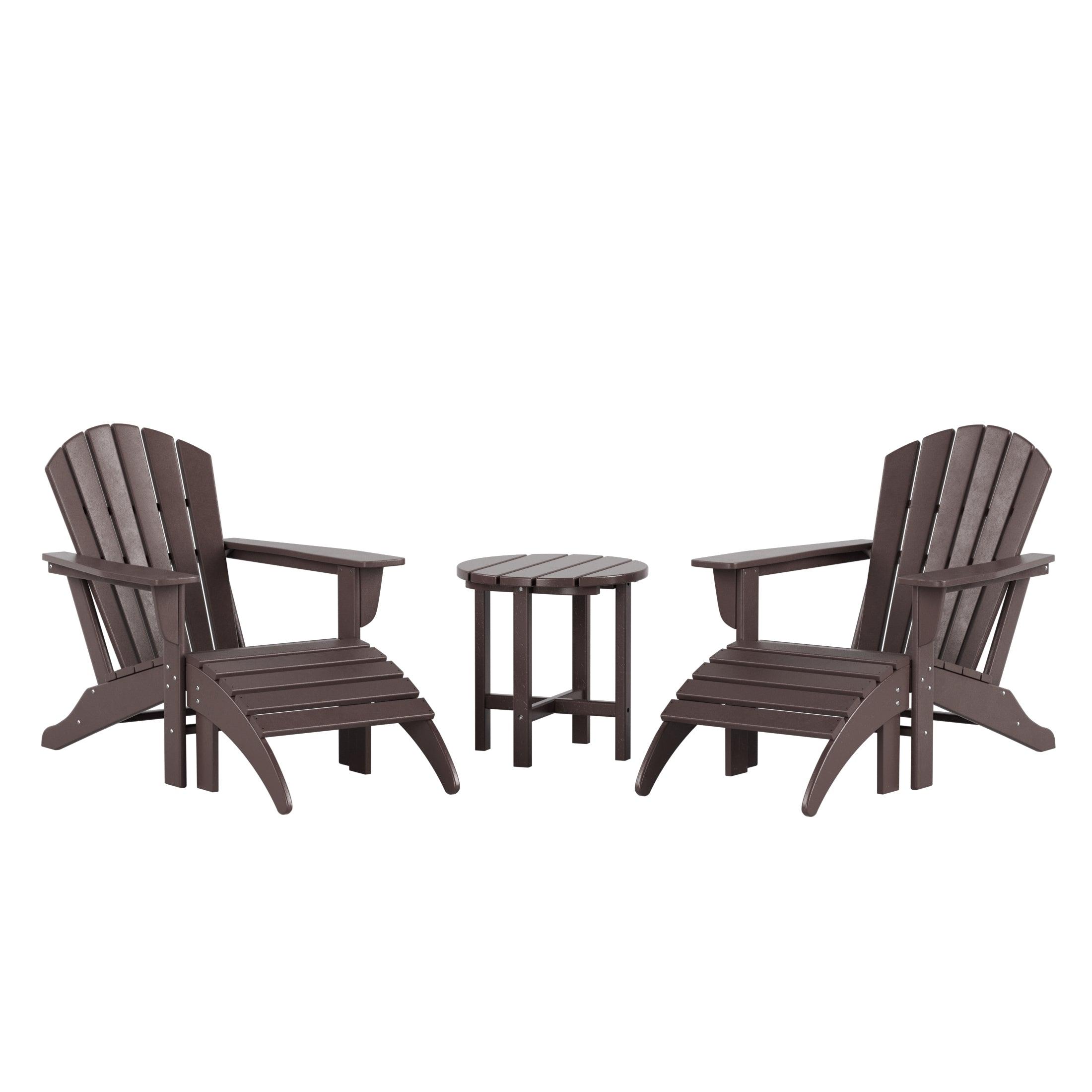 Portside 5-Piece Set Classic Outdoor Adirondack Chair with Ottoman and Round Side Table - Costaelm