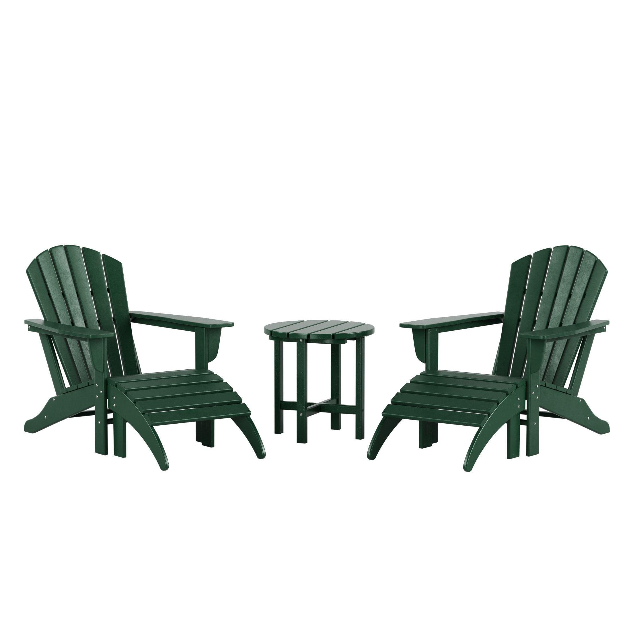 Portside 5-Piece Set Classic Outdoor Adirondack Chair with Ottoman and Round Side Table - Costaelm