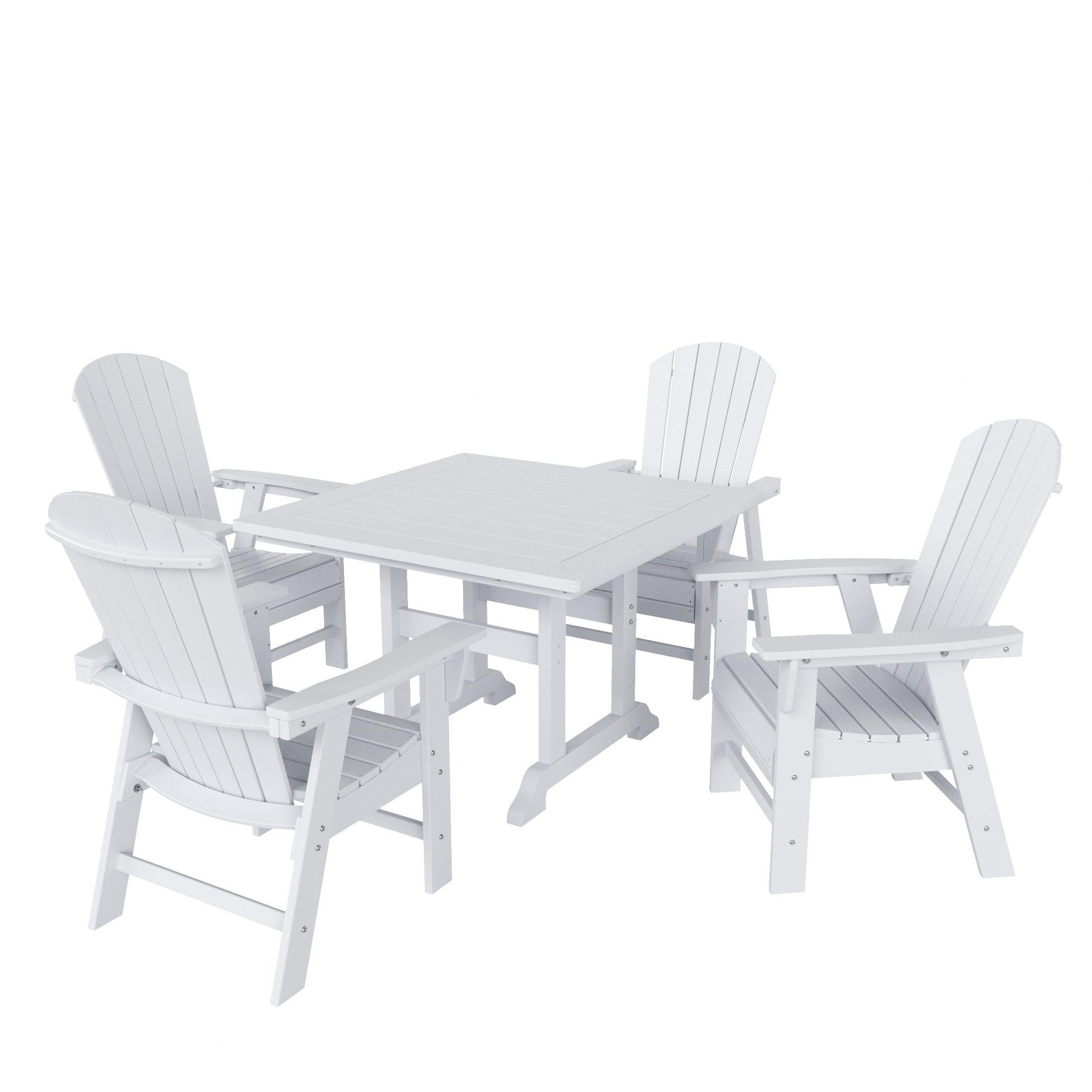Portside 5 Piece Square Table Shell Back Adirondack Chair Dining Set - Costaelm