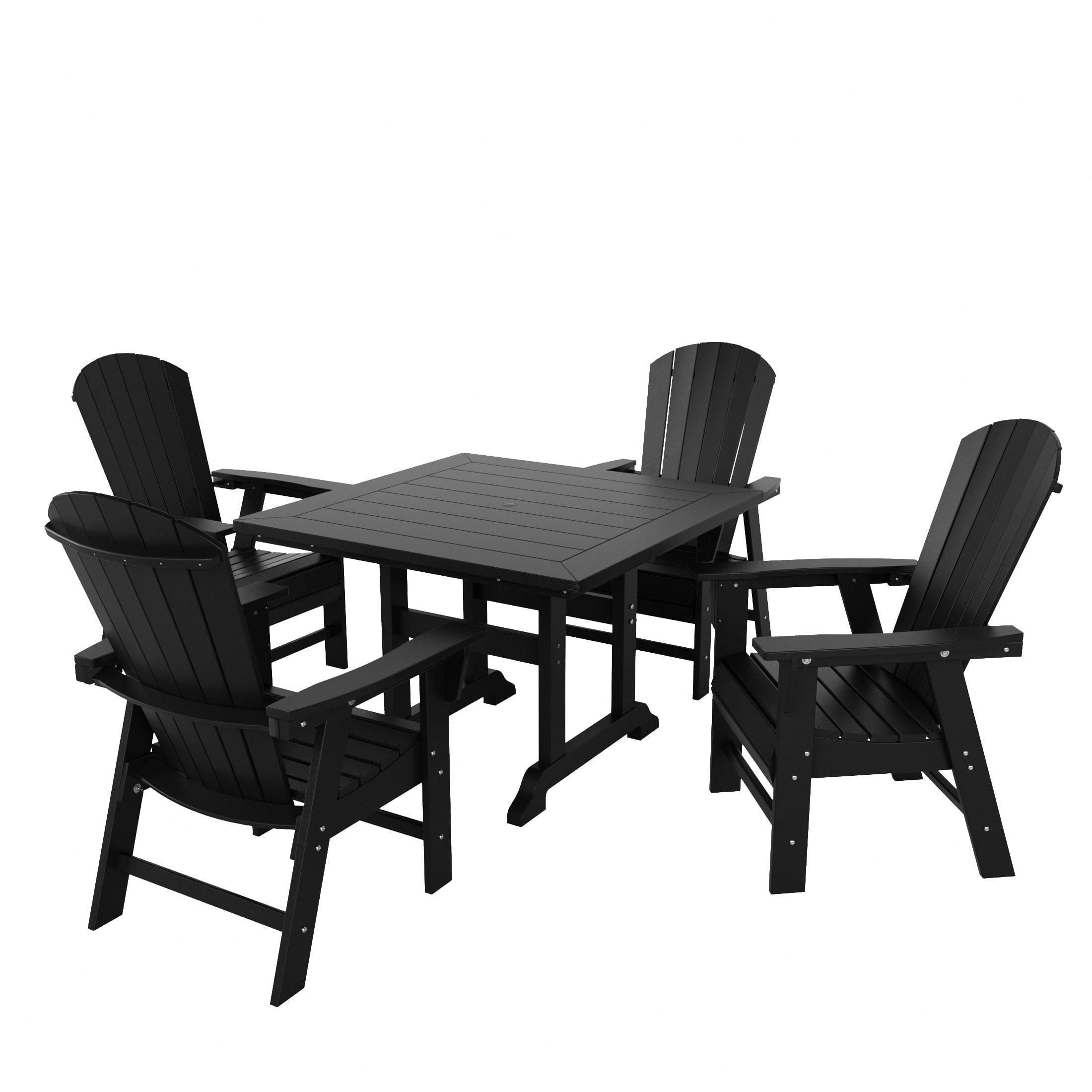Portside 5 Piece Square Table Shell Back Adirondack Chair Dining Set - Costaelm