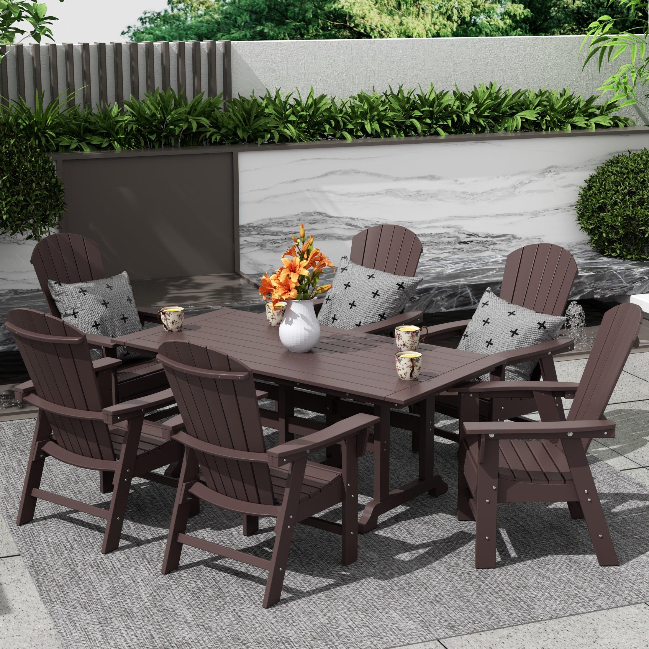 Portside 7 Piece Dining Table Shell Back Adirondack Chair Set - Costaelm