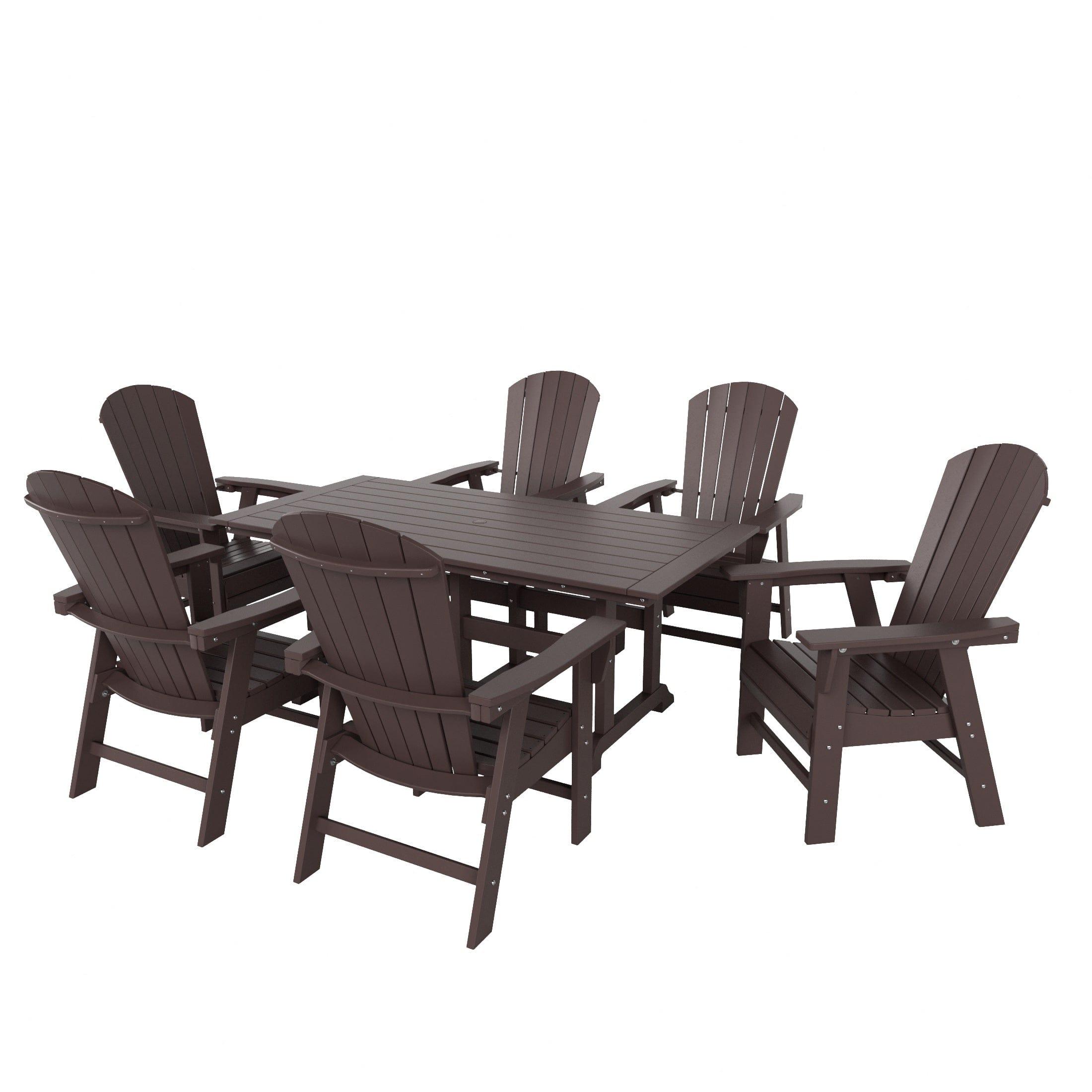 Portside 7 Piece Dining Table Shell Back Adirondack Chair Set - Costaelm