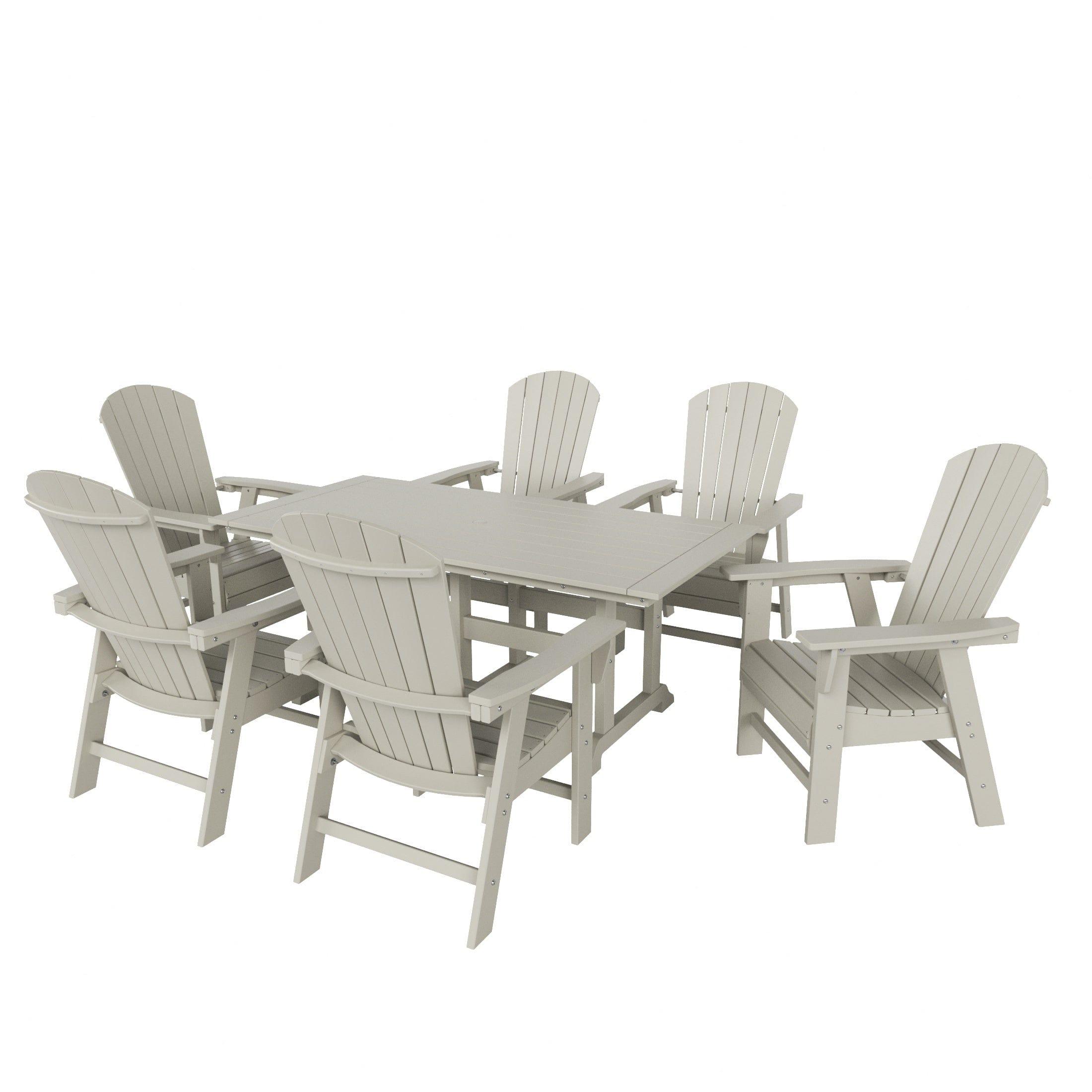 Portside 7 Piece Dining Table Shell Back Adirondack Chair Set - Costaelm