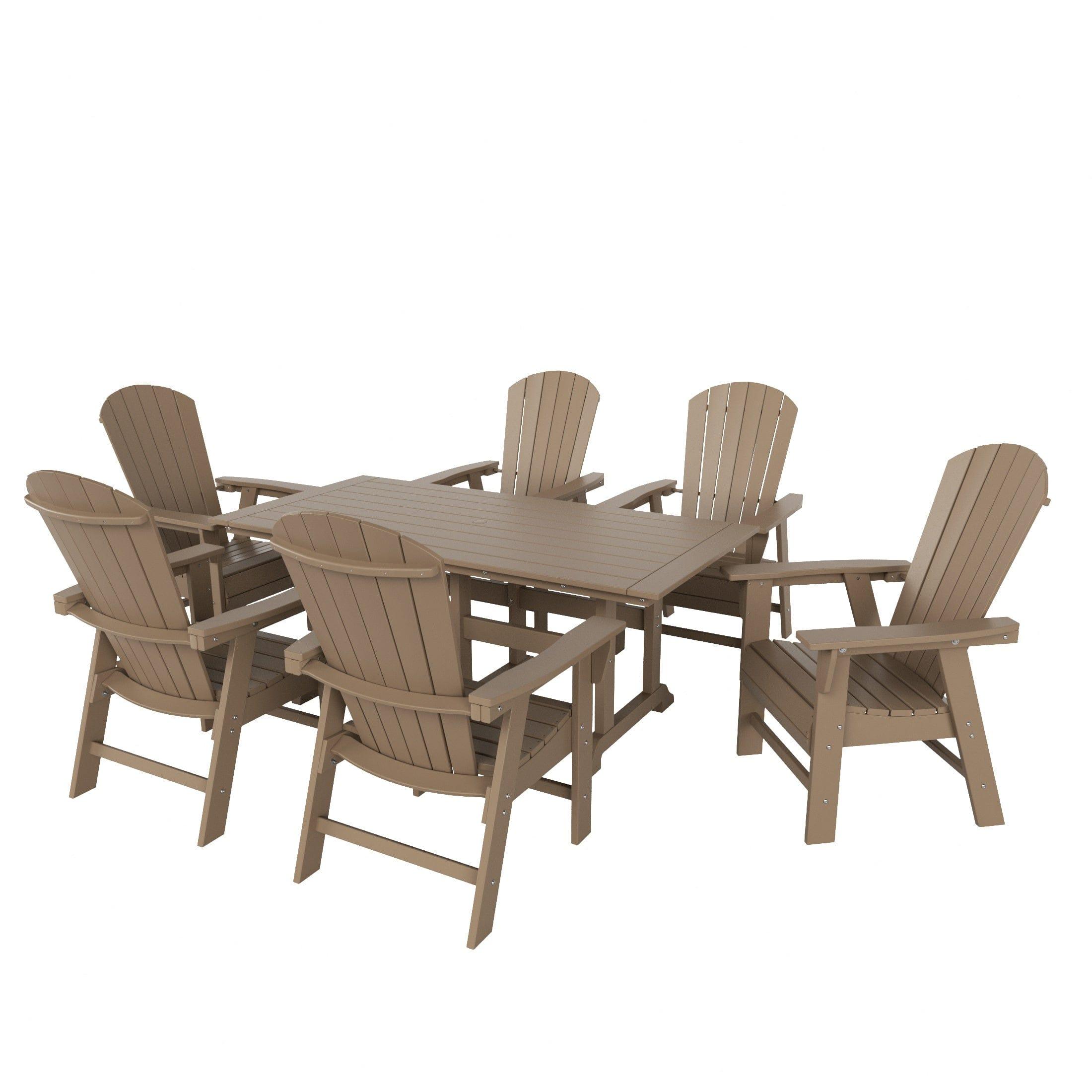 Portside 7 Piece Dining Table Shell Back Adirondack Chair Set - Costaelm