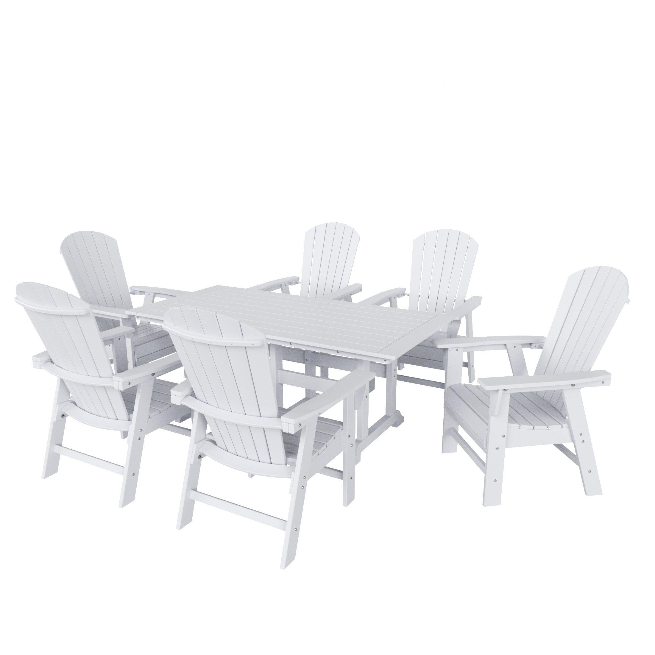 Portside 7 Piece Dining Table Shell Back Adirondack Chair Set - Costaelm