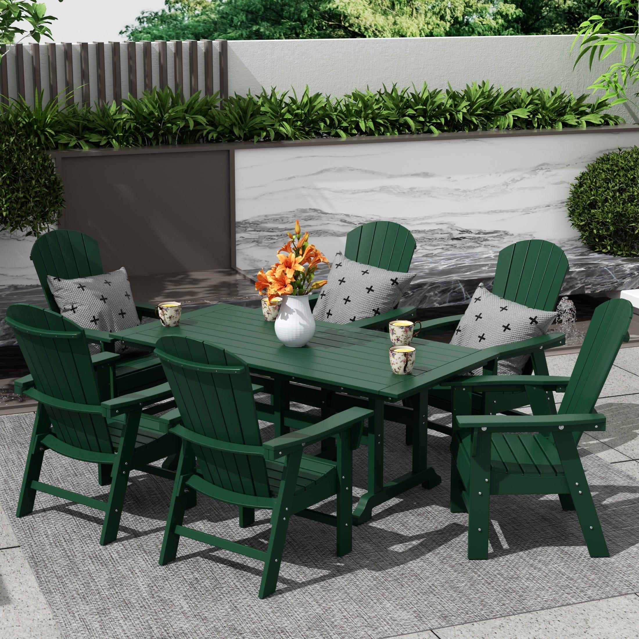 Portside 7 Piece Dining Table Shell Back Adirondack Chair Set - Costaelm