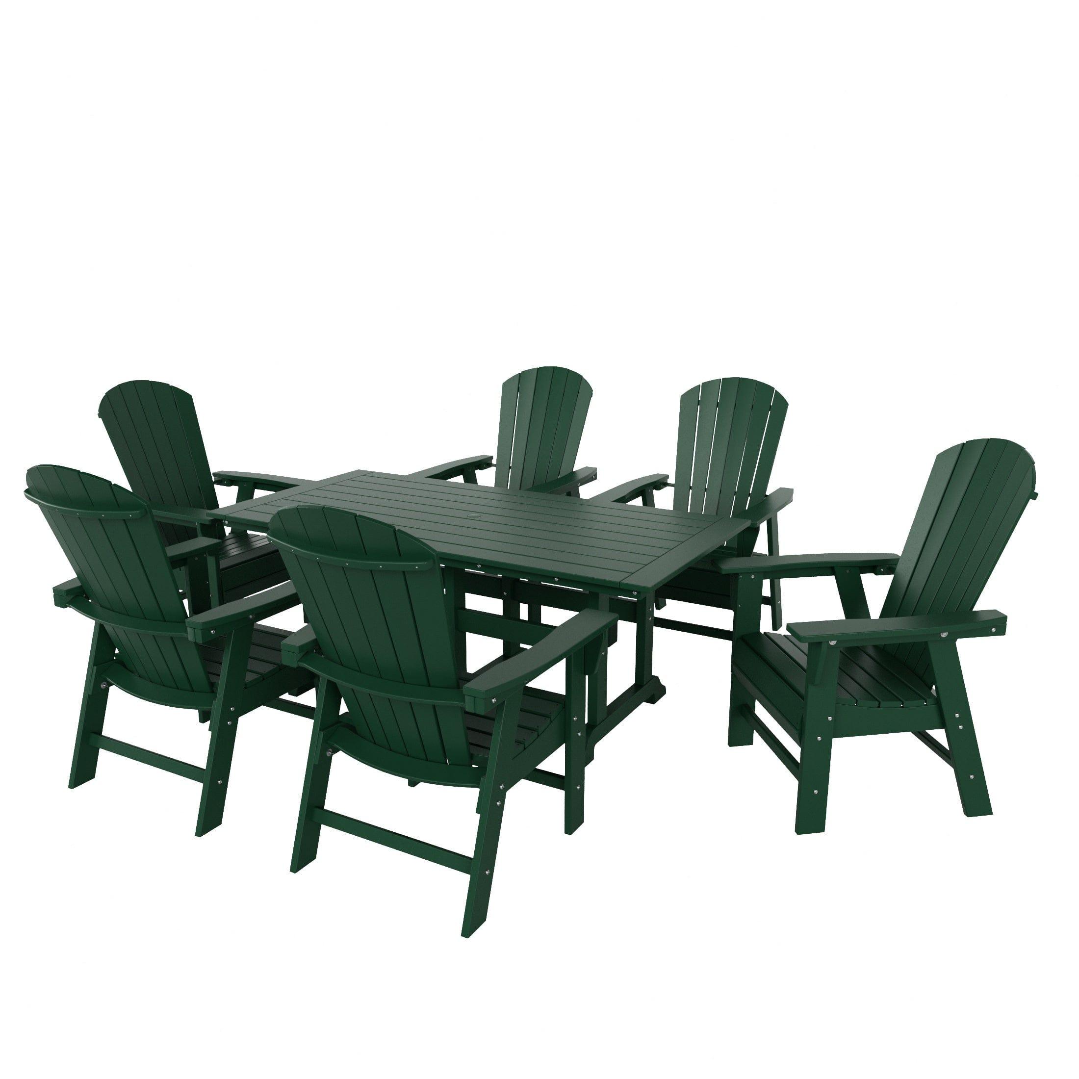 Portside 7 Piece Dining Table Shell Back Adirondack Chair Set - Costaelm