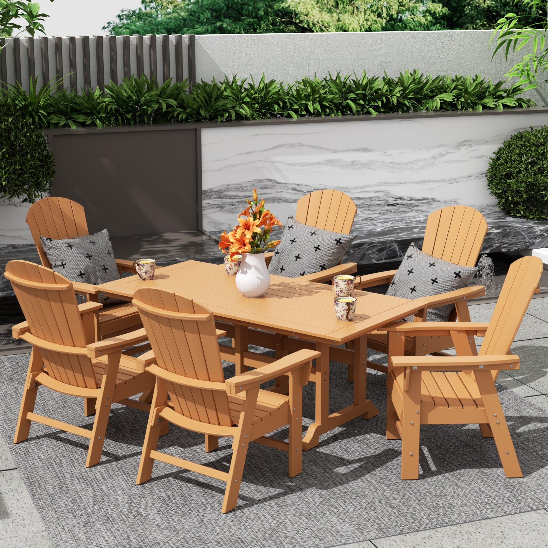 Portside 7 Piece Dining Table Shell Back Adirondack Chair Set - Costaelm