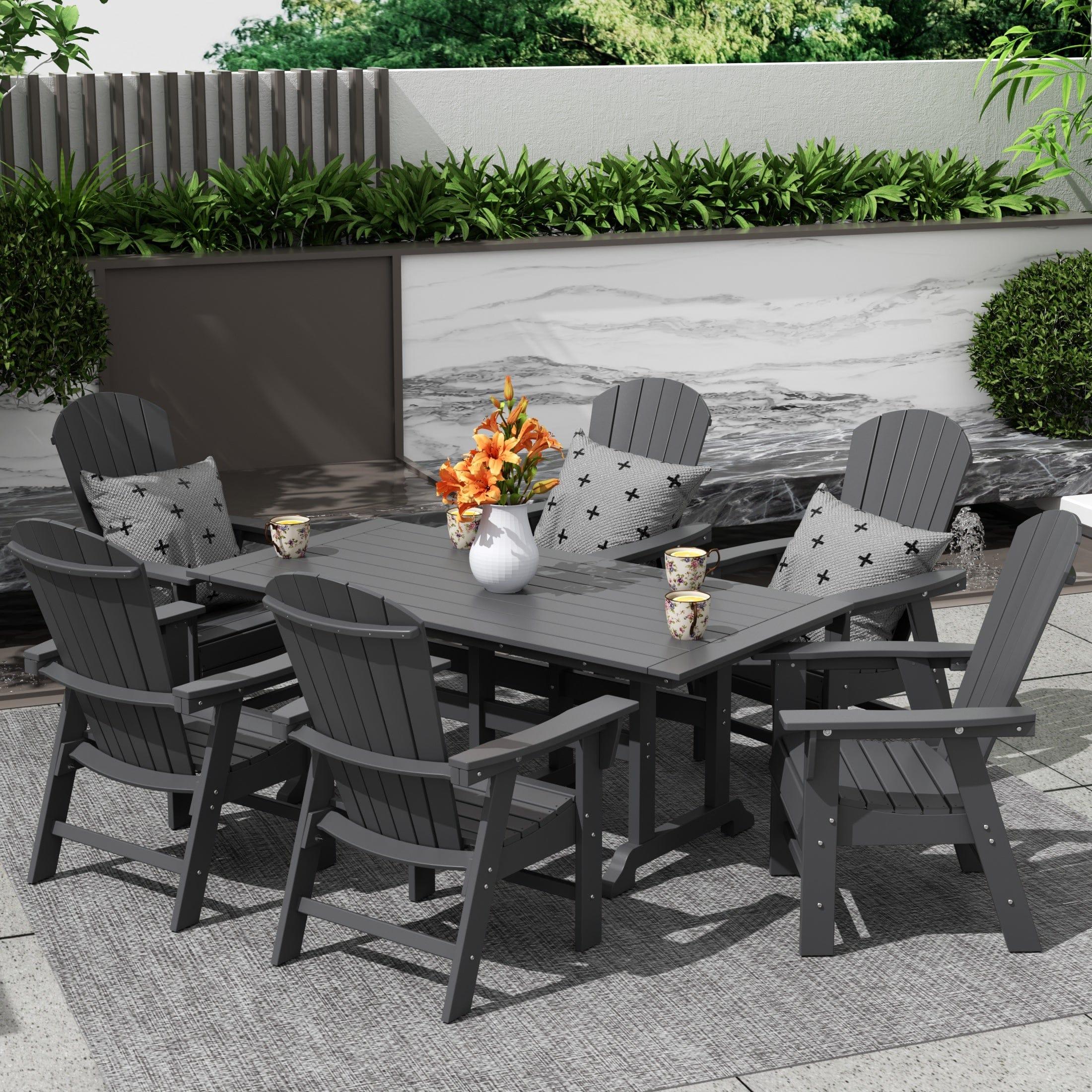 Portside 7 Piece Dining Table Shell Back Adirondack Chair Set - Costaelm