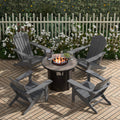 Portside Outdoor Adirondack Chair with Round Fire Pit Table Sets-Costaelm