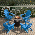 Portside Outdoor Adirondack Chair with Round Fire Pit Table Sets-Costaelm