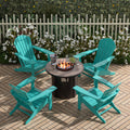 Portside Outdoor Adirondack Chair with Round Fire Pit Table Sets-Costaelm