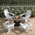 Portside Outdoor Adirondack Chair with Round Fire Pit Table Sets-Costaelm